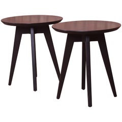 Jens Risom for Knoll Mid-Century Modern Black Lacquered Side Tables, Pair