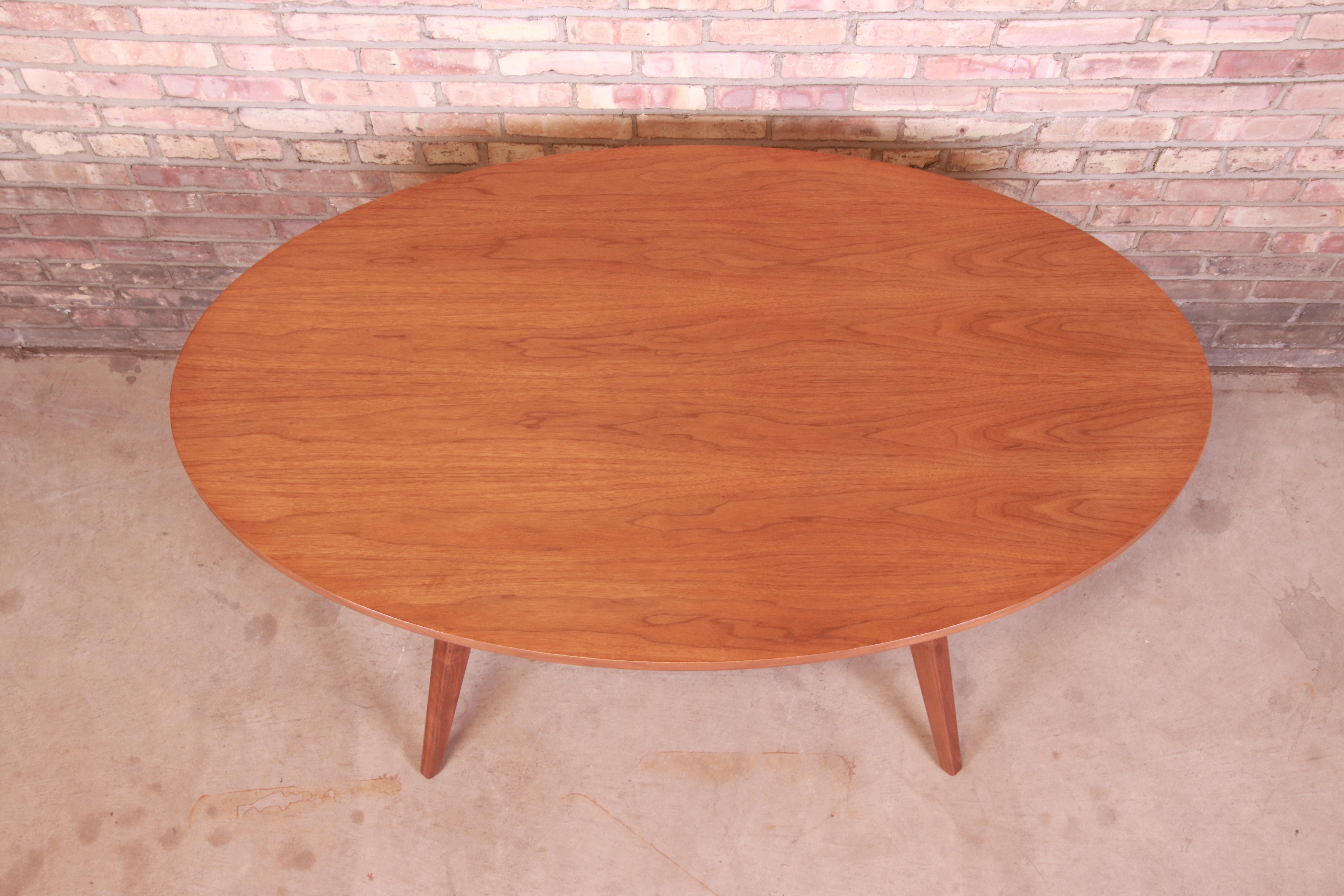 Jens Risom for Knoll Mid-Century Modern Walnut Dining or Game Table, Refinished In Good Condition In South Bend, IN