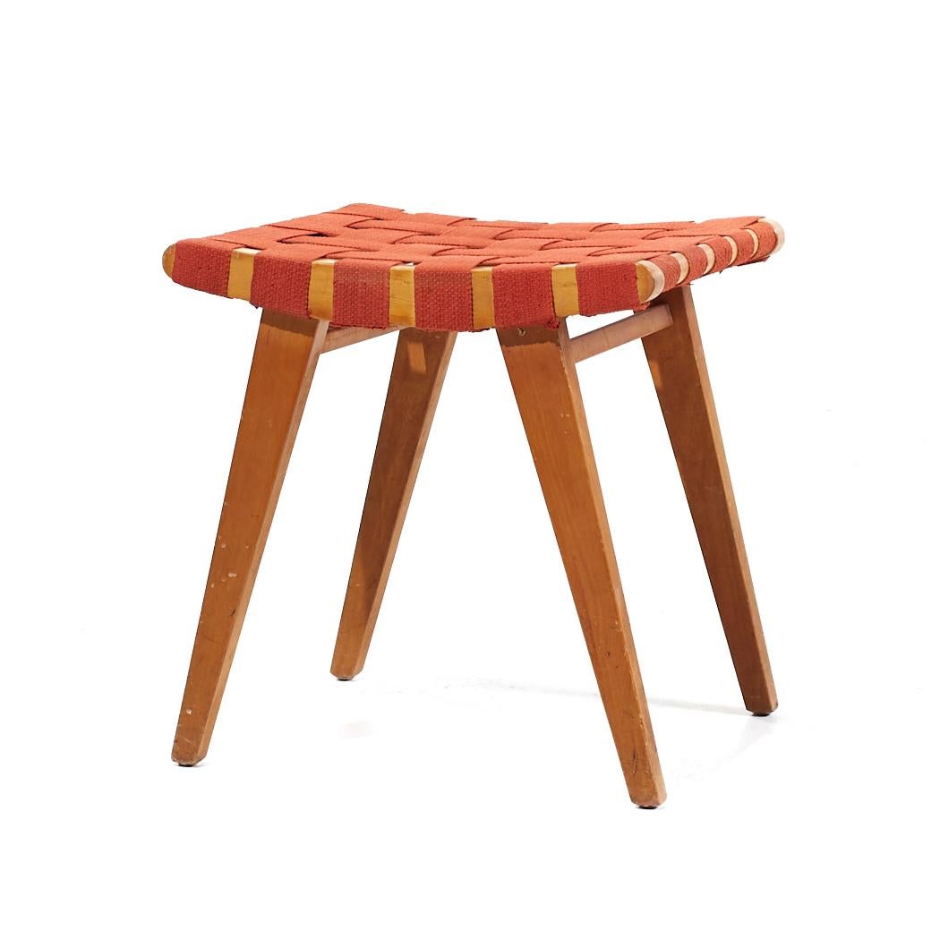 Mid-Century Modern Jens Risom for Knoll Mid Century Strap Stool Ottoman For Sale