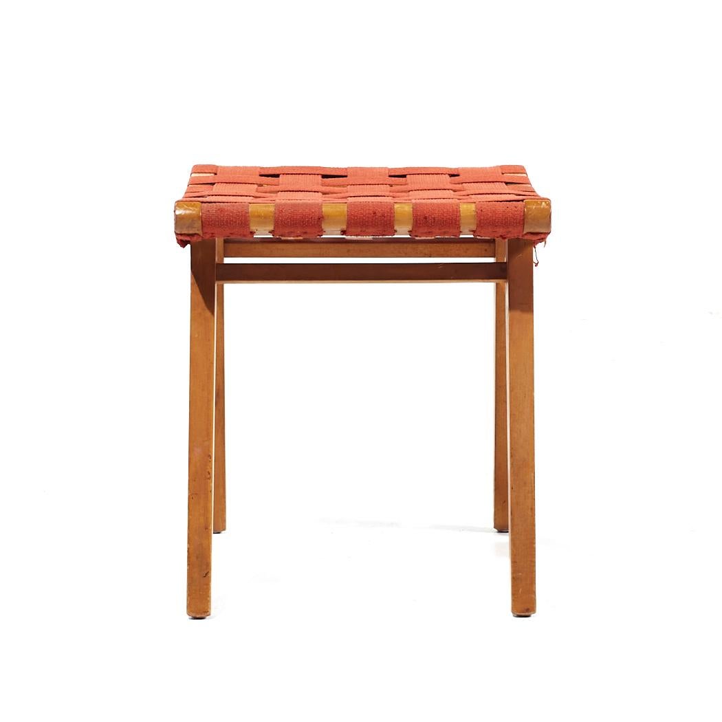 American Jens Risom for Knoll Mid Century Strap Stool Ottoman For Sale