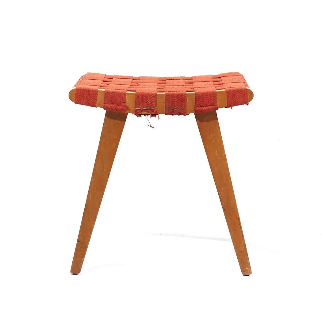 Late 20th Century Jens Risom for Knoll Mid Century Strap Stool Ottoman For Sale