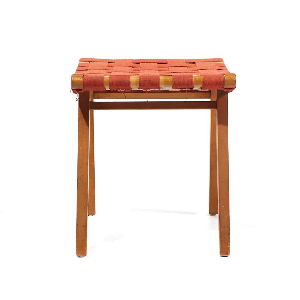 Jens Risom for Knoll Mid Century Strap Stool Ottoman For Sale 1