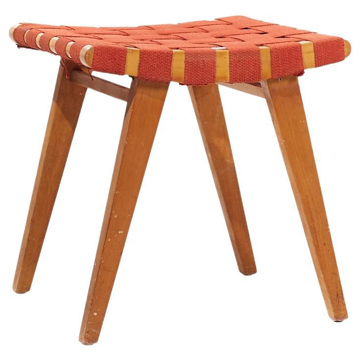 Jens Risom for Knoll Mid Century Strap Stool Ottoman For Sale