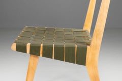 Jens Risom for Knoll Model 666 Side Chair in Birch and Green Strapping, USA