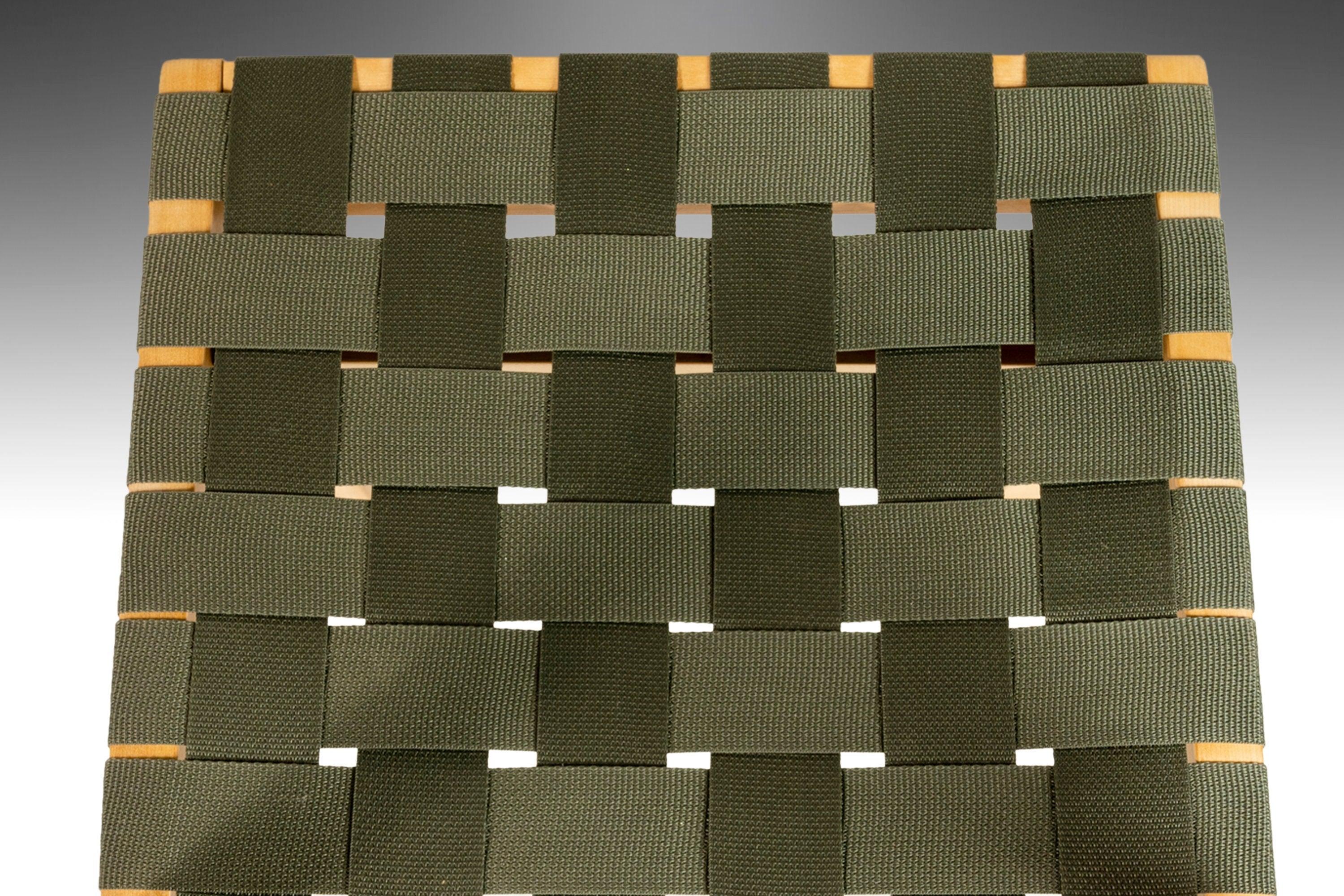 Jens Risom for Knoll Model 666 Side Chair in Birch and Green Strapping, USA 2
