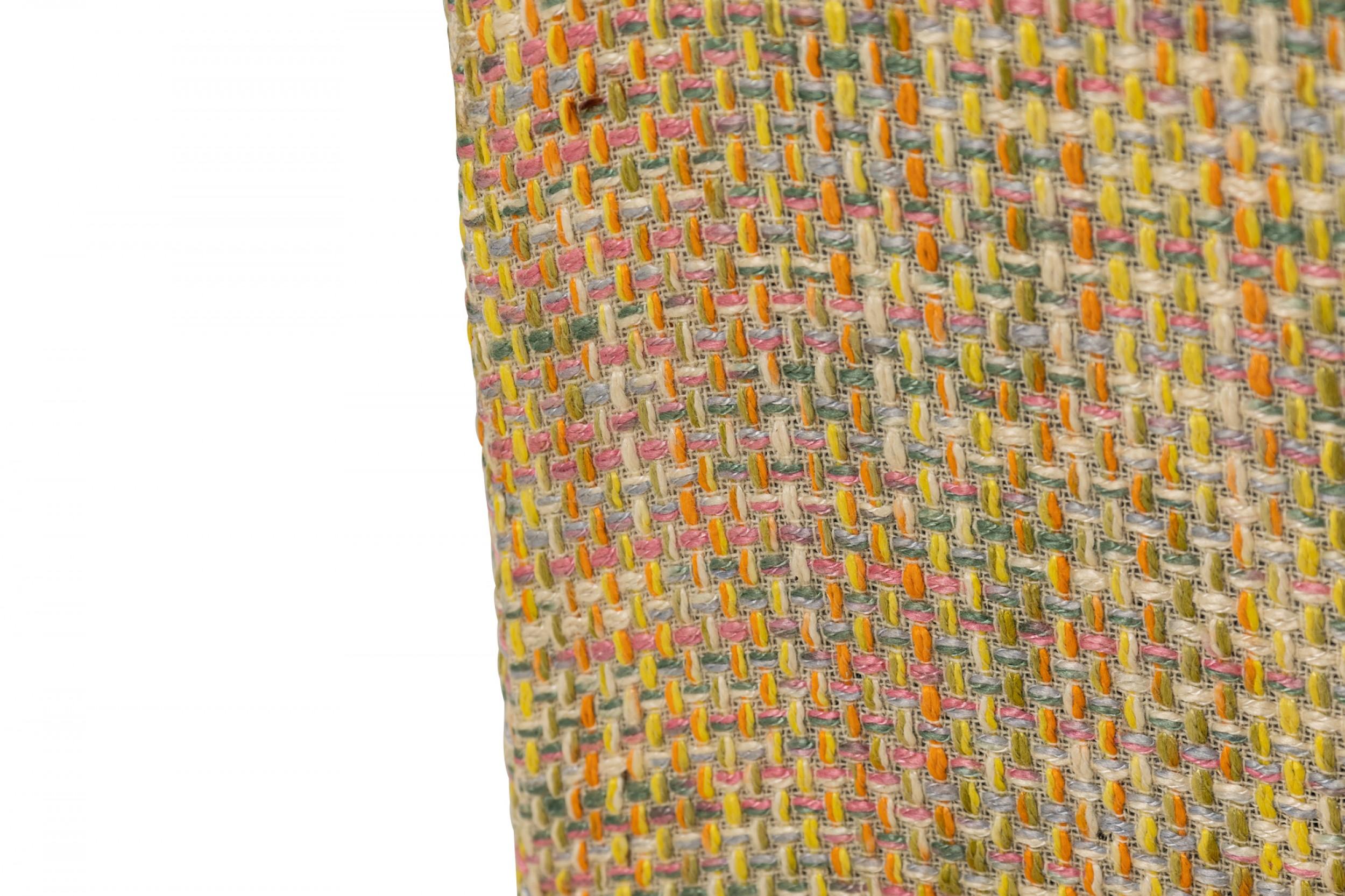 Jens Risom for Knoll Multi-Colored Textured Upholstered Blonde Wood Slipper In Good Condition For Sale In New York, NY