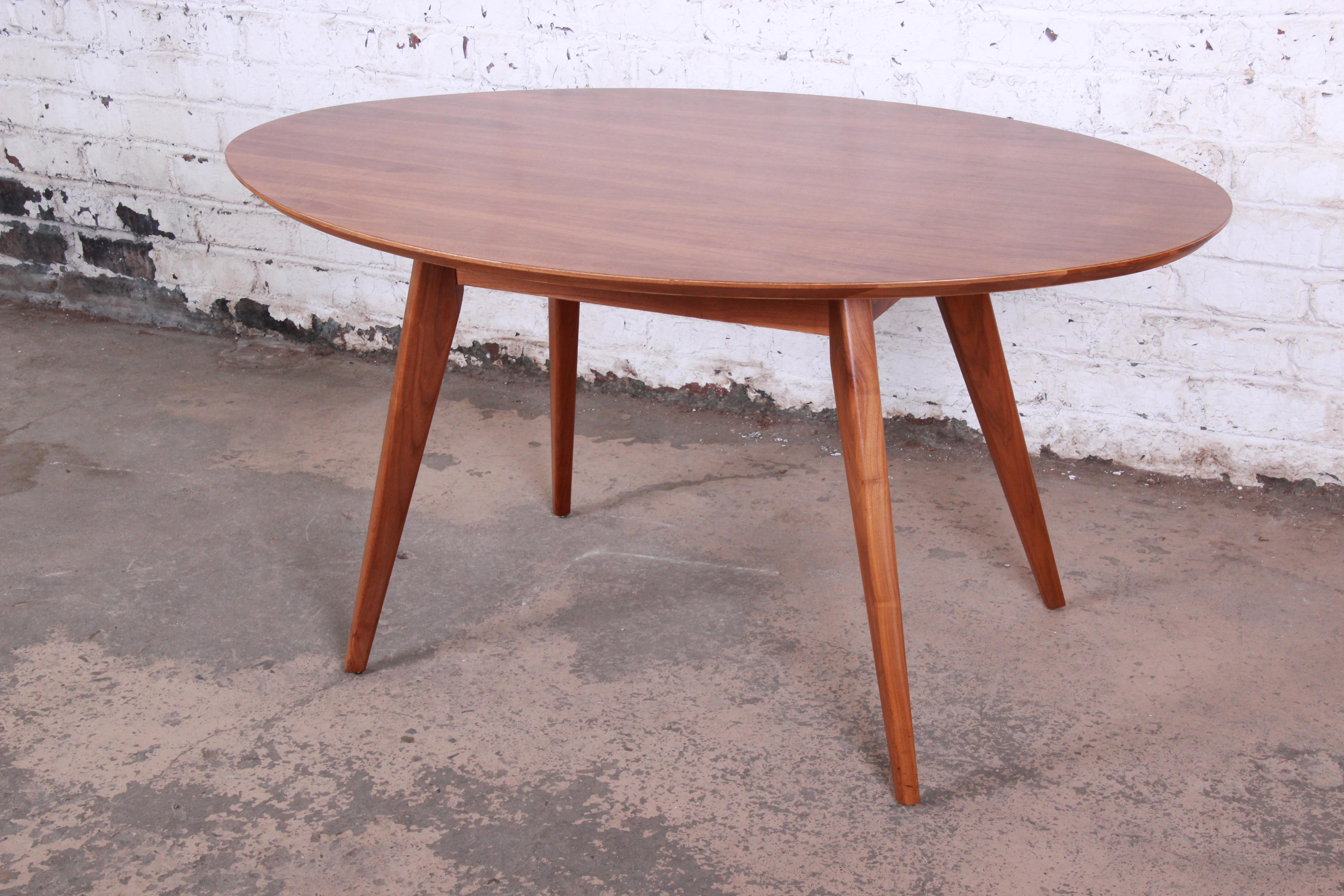 Mid-Century Modern Jens Risom for Knoll Walnut Elliptical Dining or Game Table