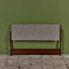 Jens Risom Full-Size Upholstered Walnut Headboard