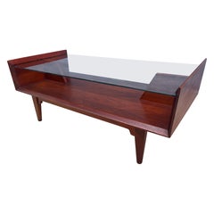 Jens Risom Glass and Walnut Coffee Table