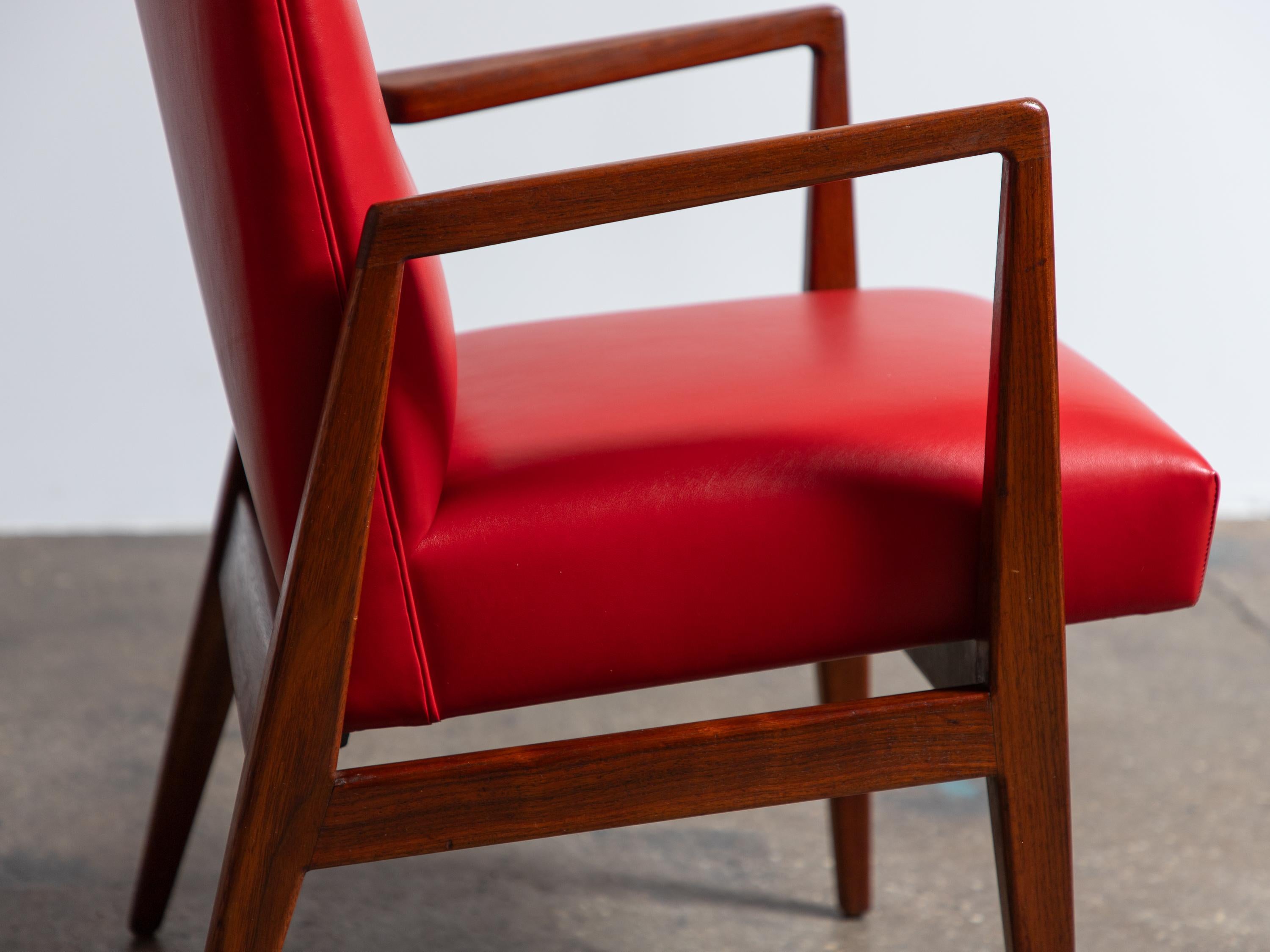 Jens Risom in Red Maharam Leather Armchairs or Occasional Chairs For Sale 5