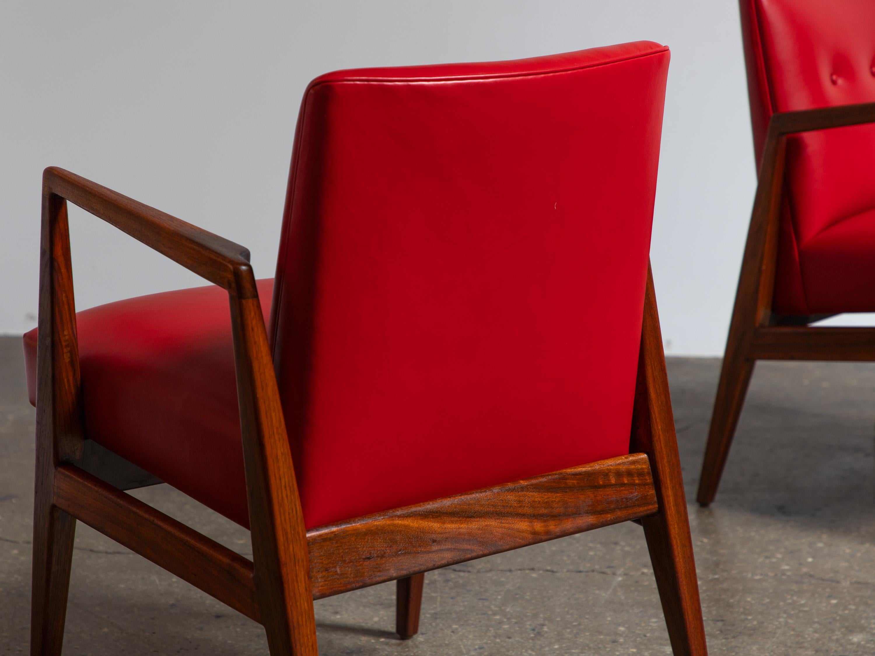 Jens Risom in Red Maharam Leather Armchairs or Occasional Chairs For Sale 6