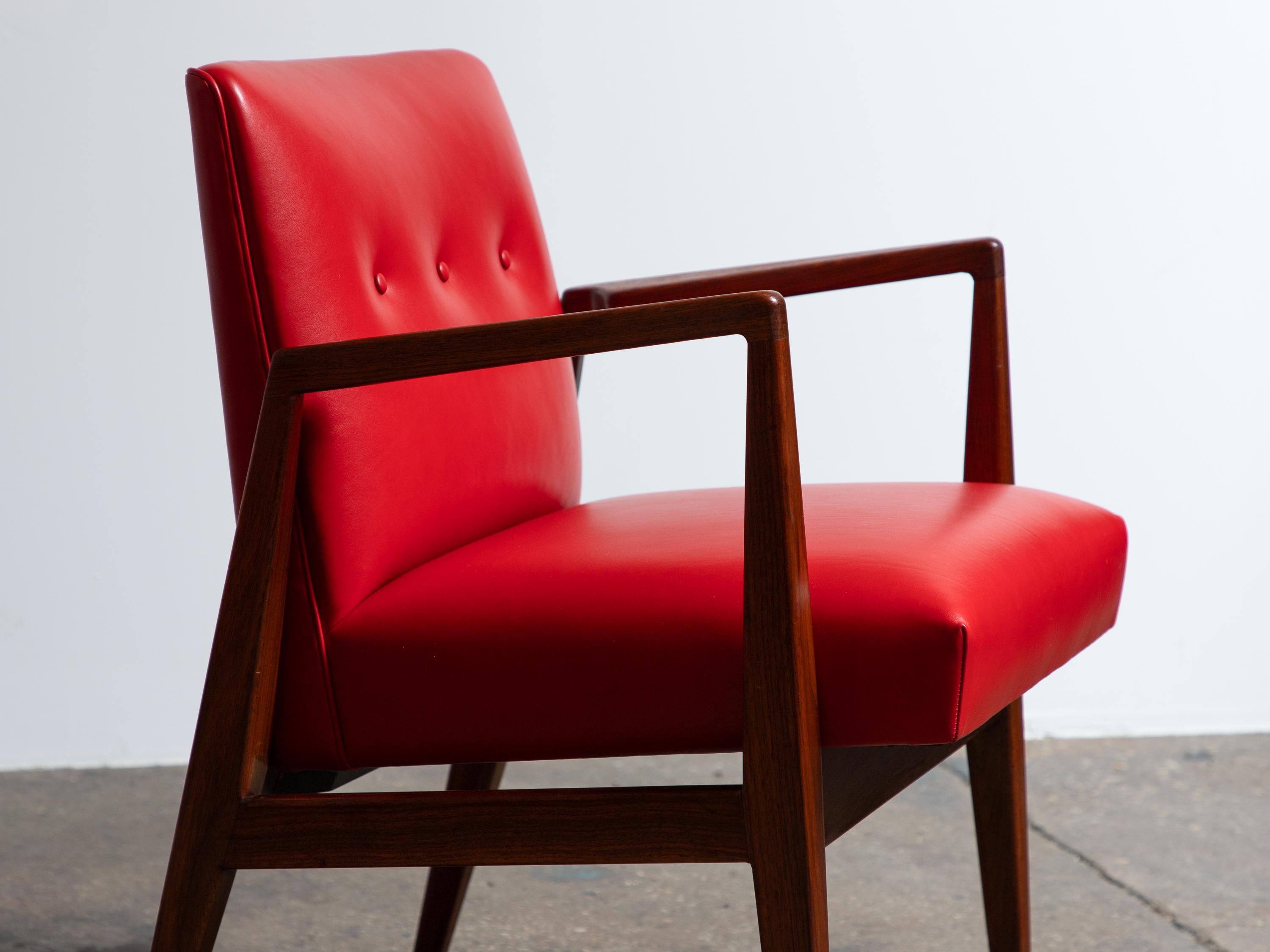 American Jens Risom in Red Maharam Leather Armchairs or Occasional Chairs For Sale