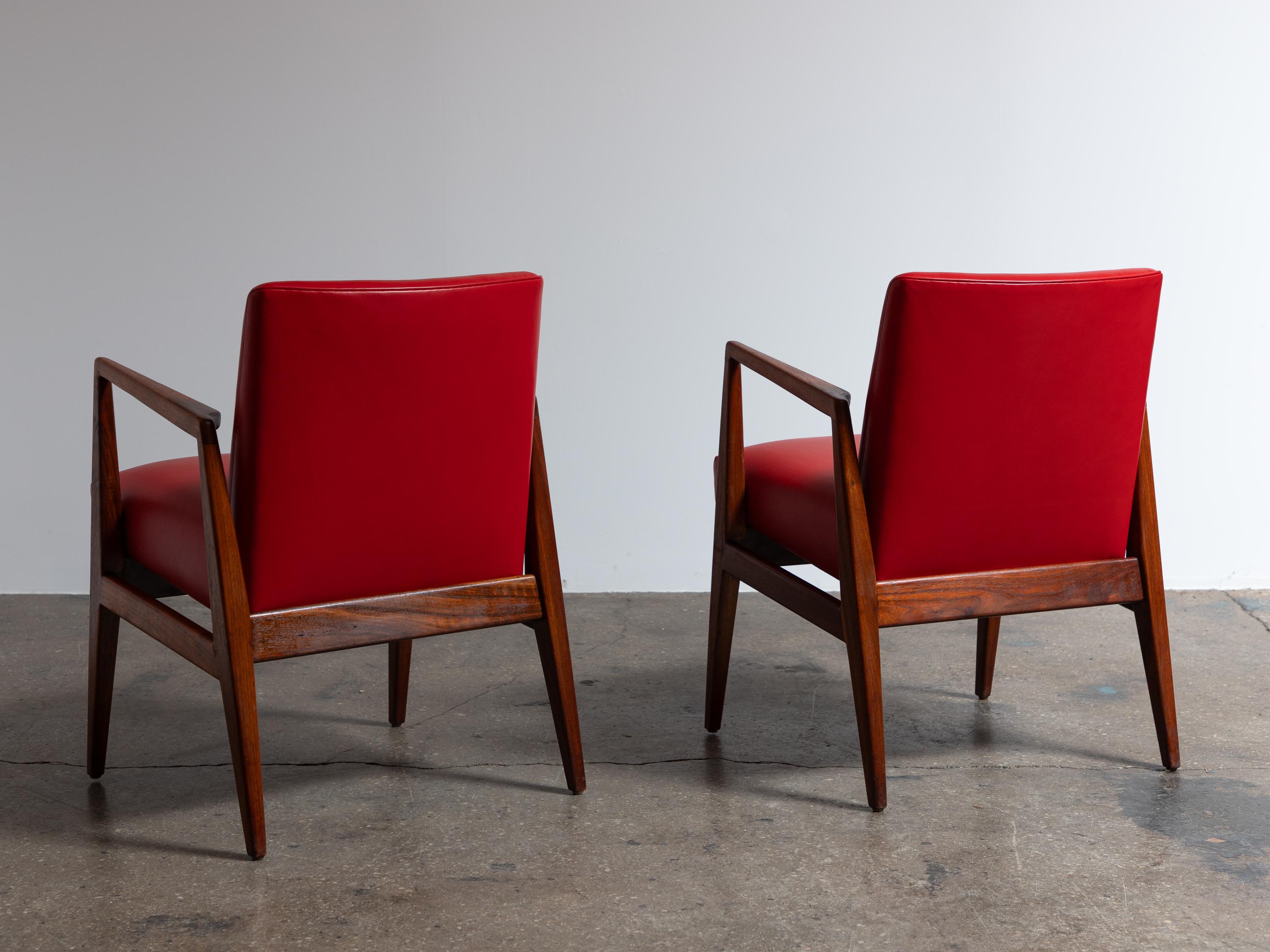 Jens Risom in Red Maharam Leather Armchairs or Occasional Chairs For Sale 1
