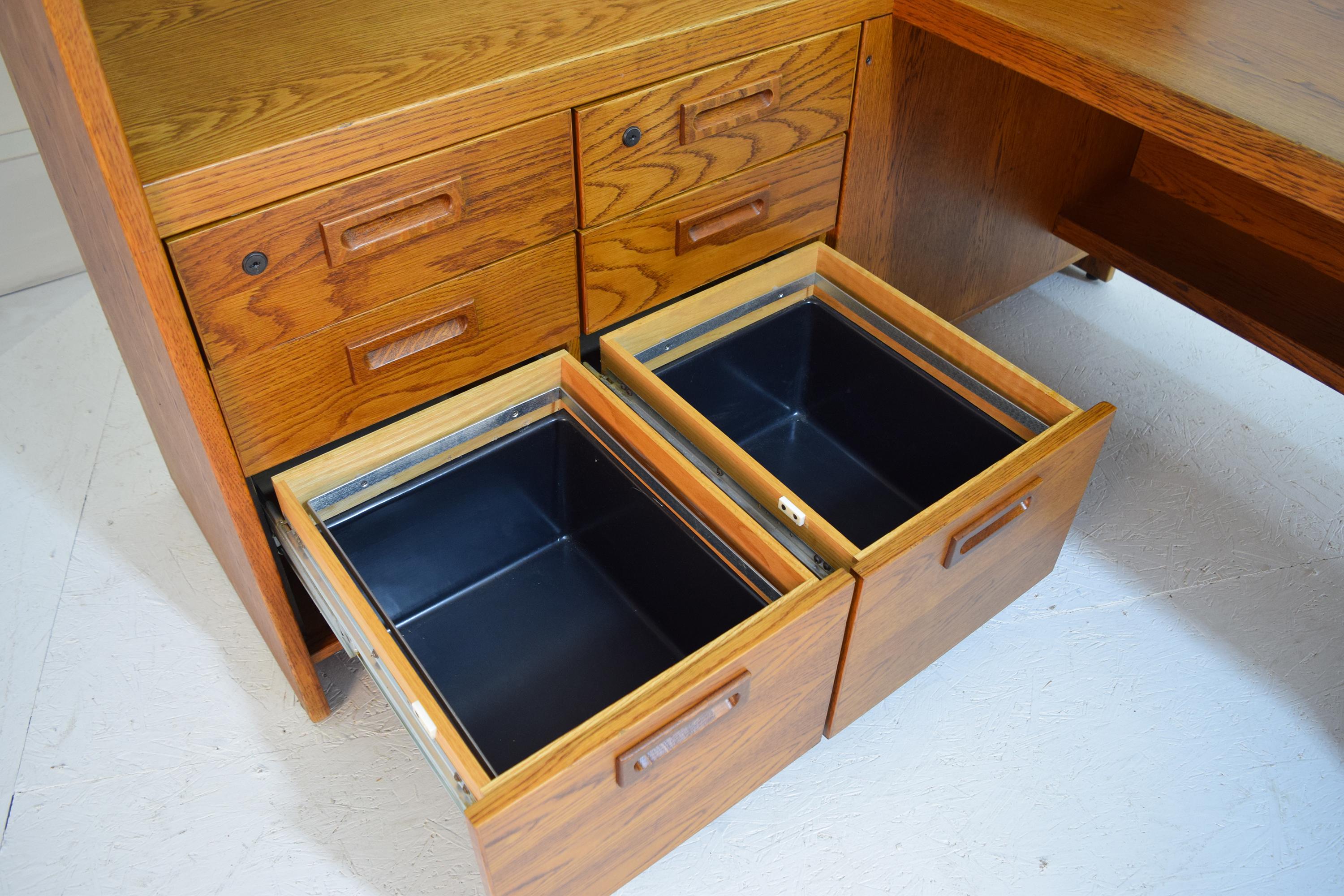 Mid-20th Century Jens Risom Left Hand Return Floating Desk and Wall Storage Unit