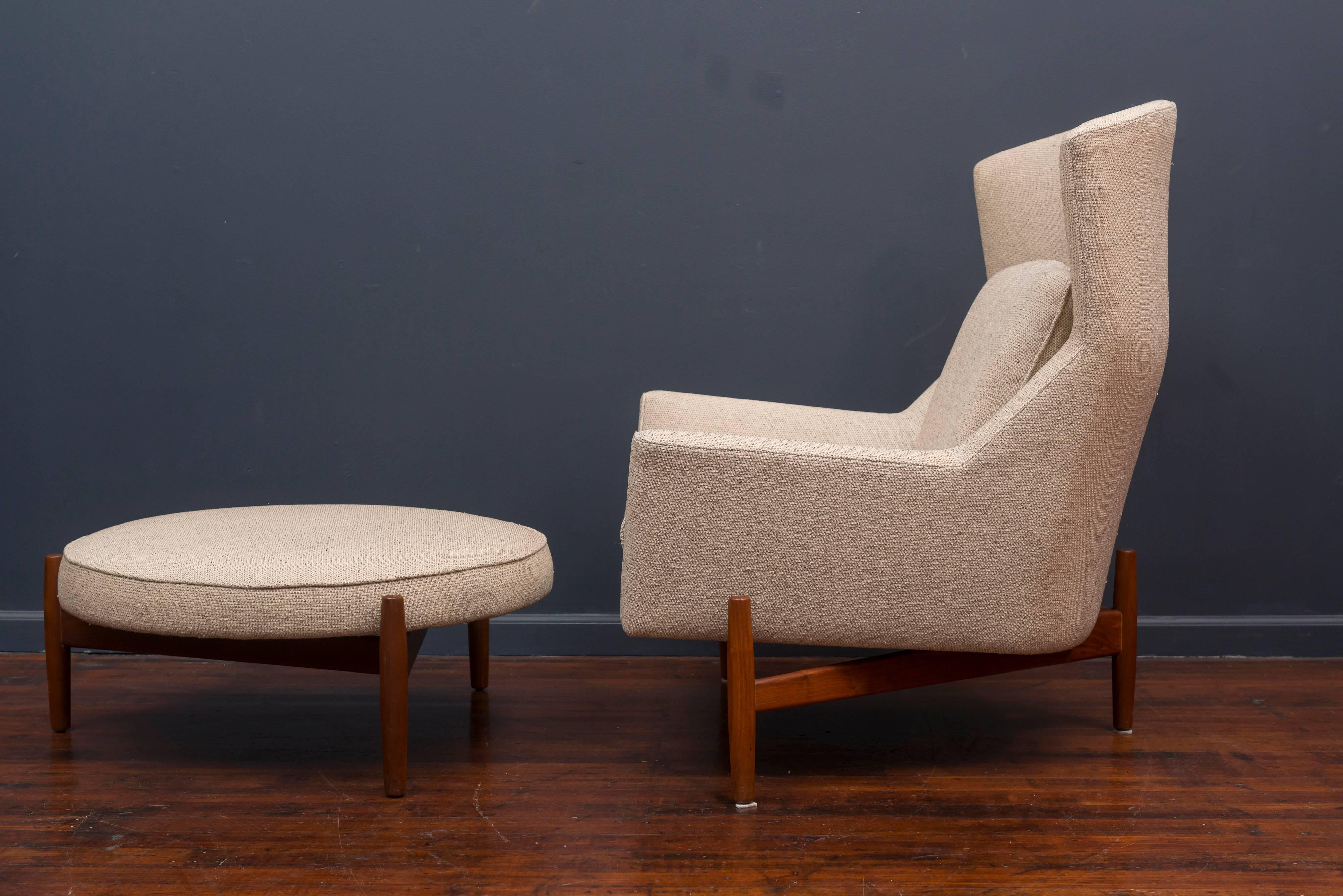 Jens Risom Lounge Chair and Ottoman In Excellent Condition In San Francisco, CA