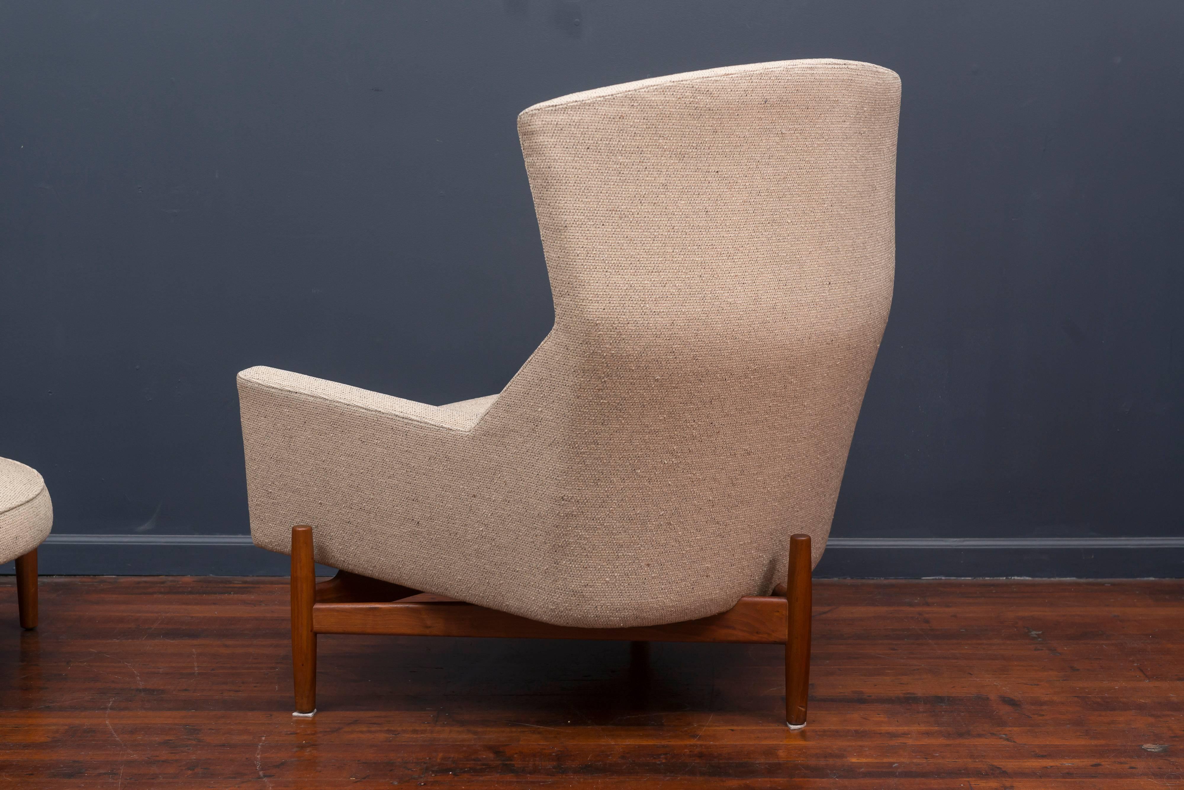 Mid-20th Century Jens Risom Lounge Chair and Ottoman