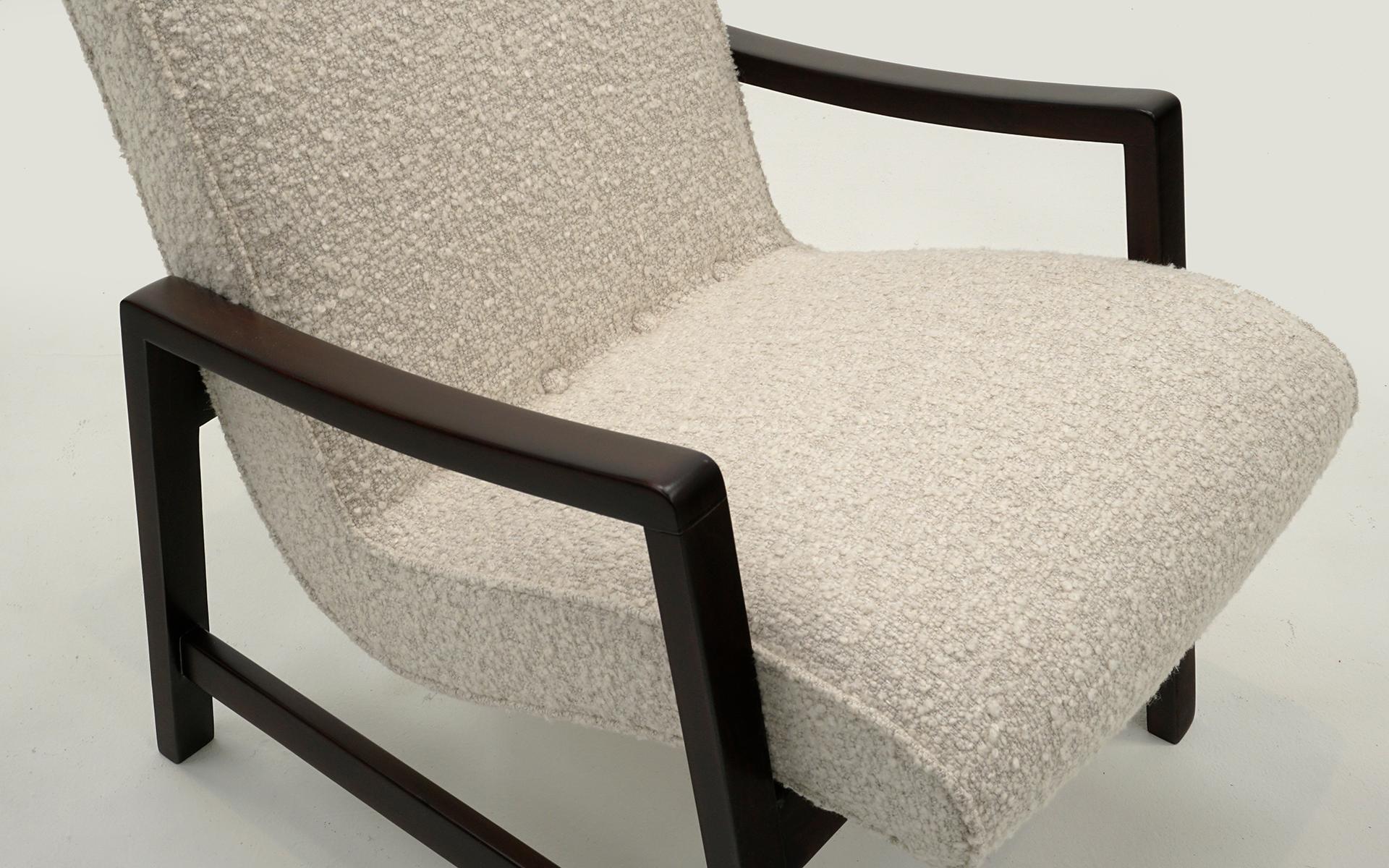 Jens Risom, Loungesessel für Knoll.  Fachmännisch restauriert in Off-White Bouclé im Zustand „Hervorragend“ im Angebot in Kansas City, MO