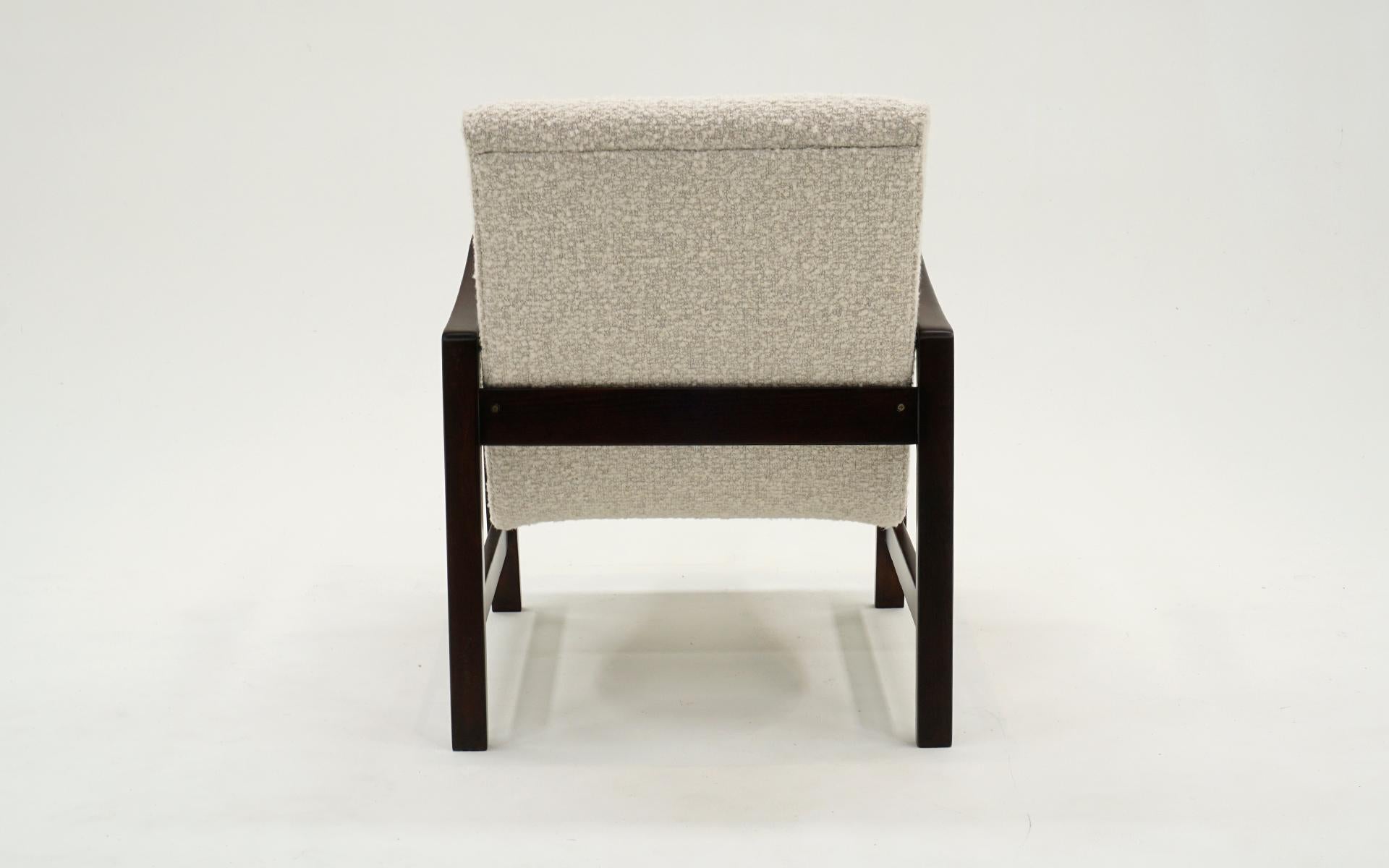 Jens Risom, Loungesessel für Knoll.  Fachmännisch restauriert in Off-White Bouclé im Angebot 1
