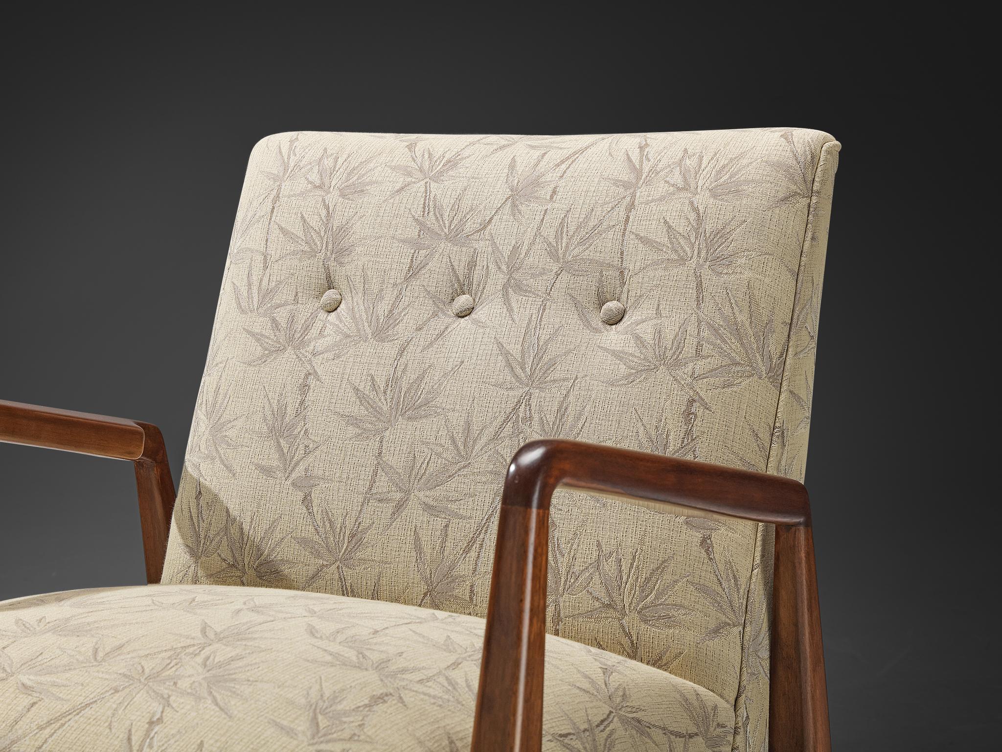 Mid-Century moderno Sedia da salotto Jens Risom con rivestimento in noce e bambù in vendita