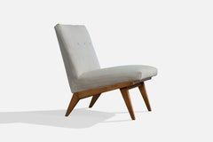 Jens Risom, Lounge Chair, Maple, Fabric, USA, 1950s