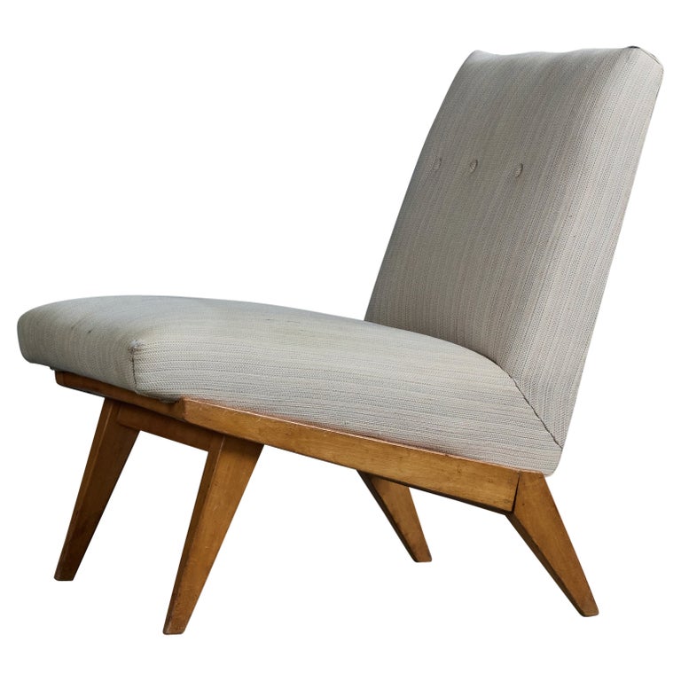 Jens Risom, Lounge Chair, Maple, Fabric, USA, 1950s