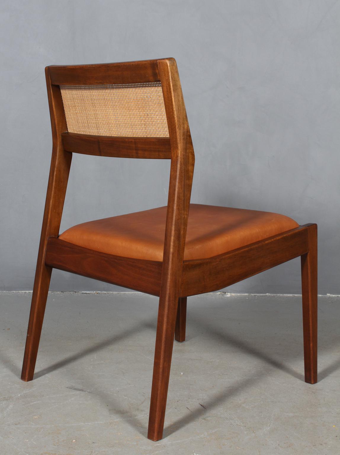 Leather Jens Risom Lounge Chair, Teak
