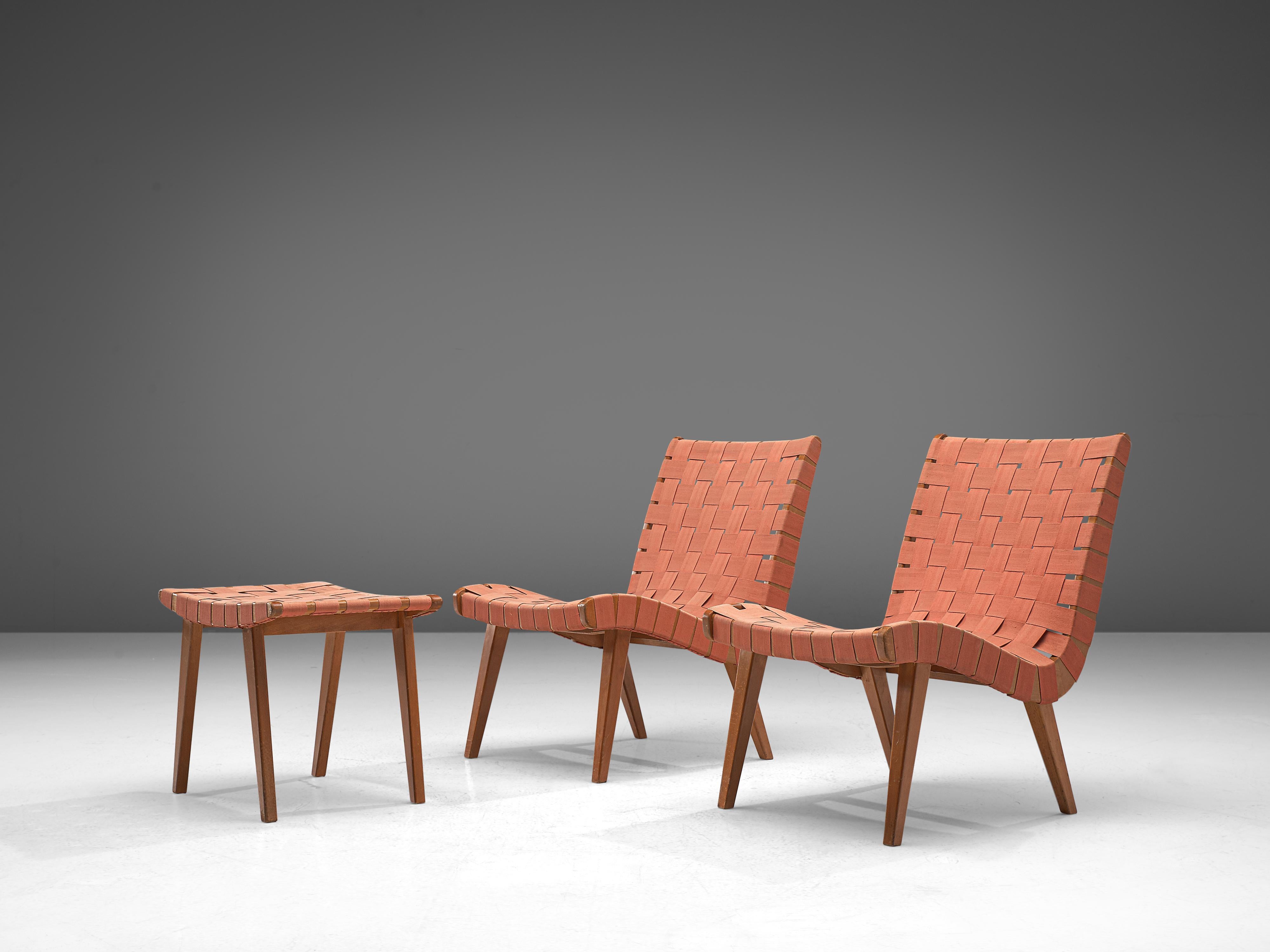 Jens Risom - Paire de chaises longues ''Vostra'' avec pouf  en vente 2