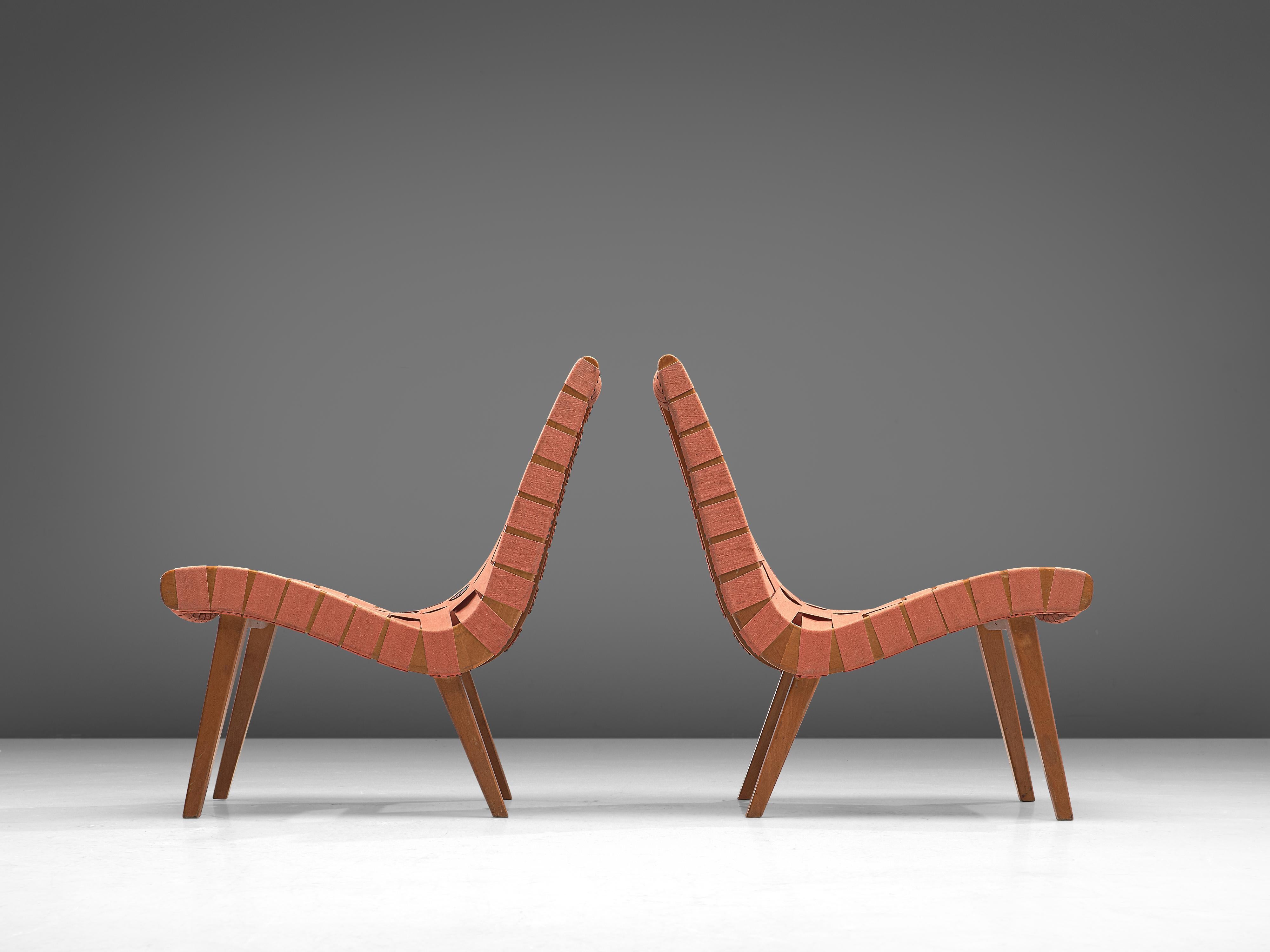 American Jens Risom Pair of 'Vostra' Lounge Chairs with Ottoman  For Sale