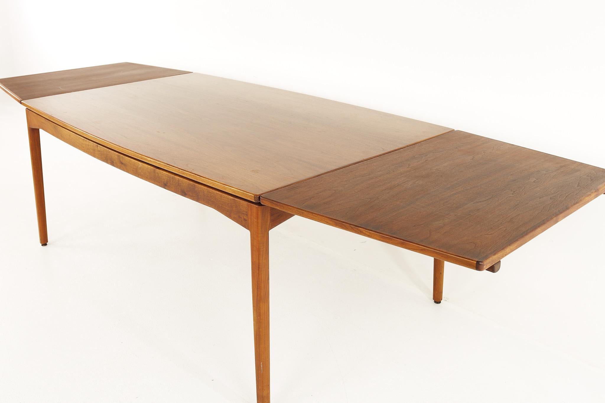 Jens Risom MCM Walnut Dining Table Hidden Leaf Dining Table with 2 Leaves 1
