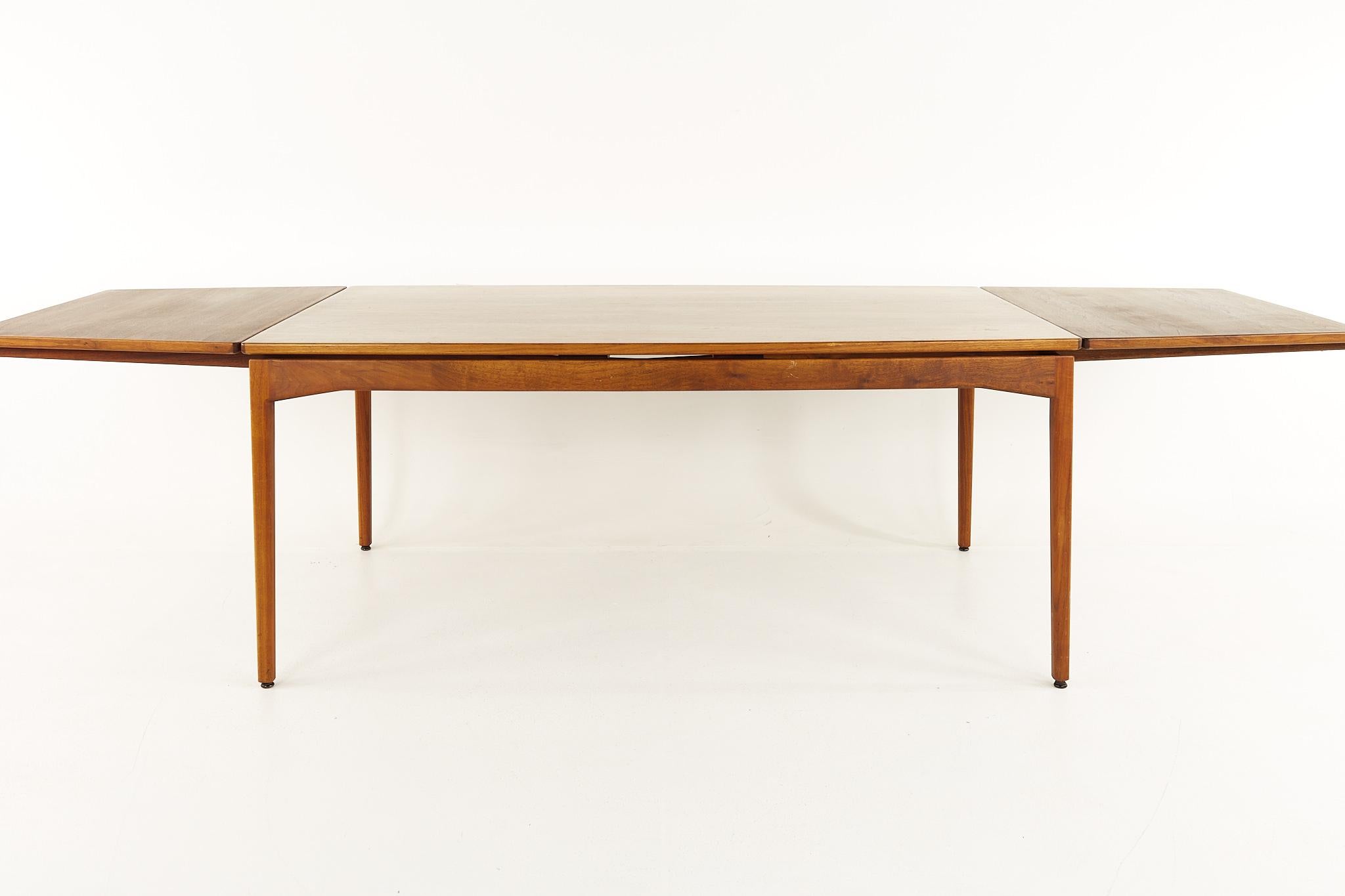 Jens Risom MCM Walnut Dining Table Hidden Leaf Dining Table with 2 Leaves 3