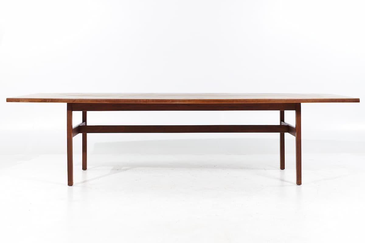 American Jens Risom Mid Century 10 Foot Walnut Dining Table For Sale