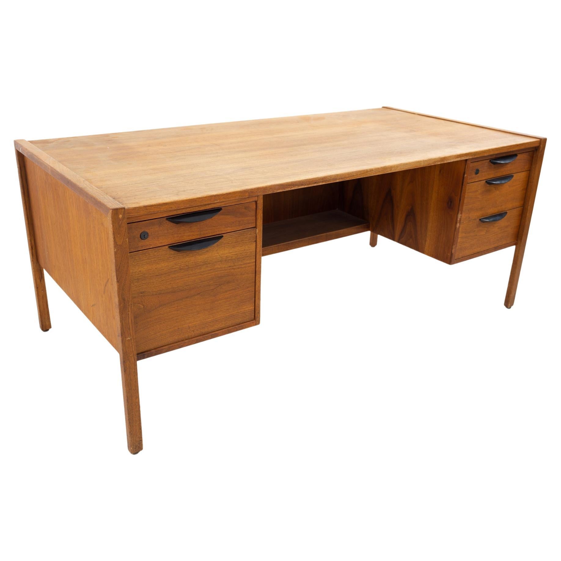 Drexel Mid Century Walnut and Formica 4 Drawer Desk at 1stDibs