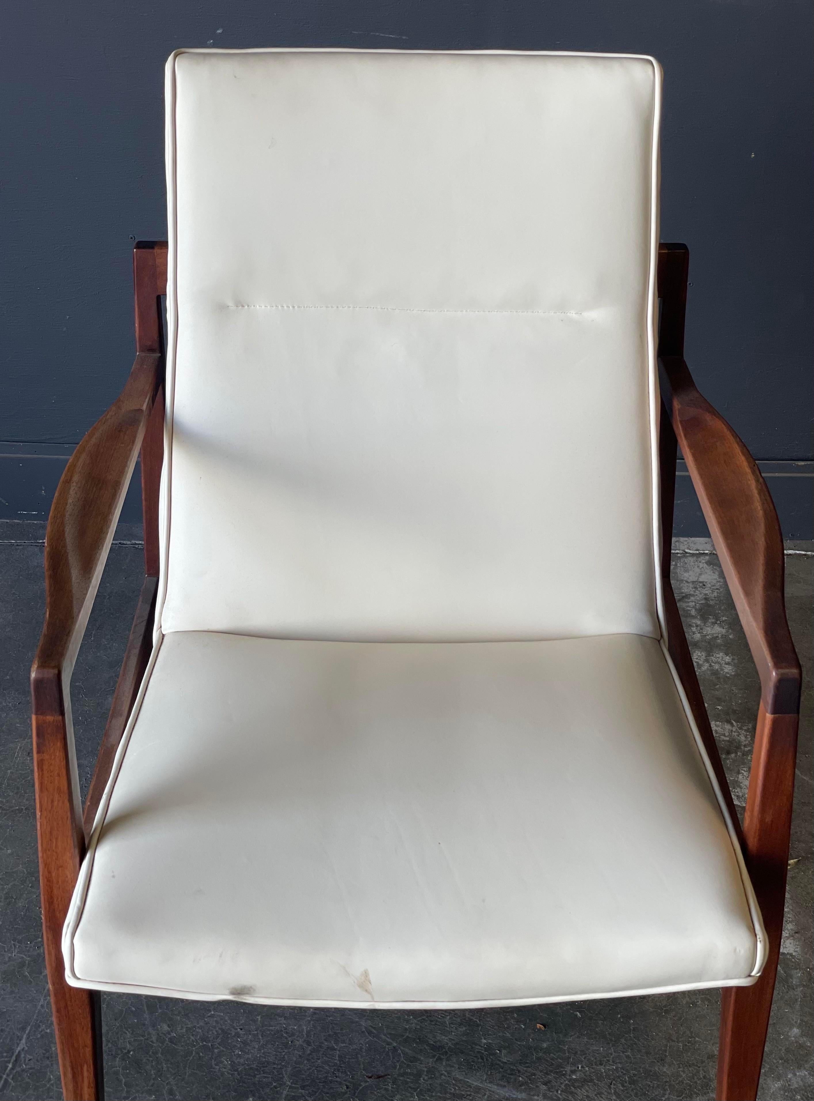Leather Jens Risom Mid Century Arm Chair For Sale