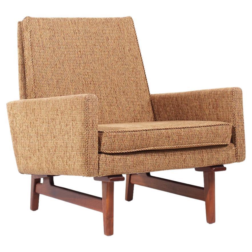 Jens Risom Mid Century Bracket Back Walnut Lounge Chair