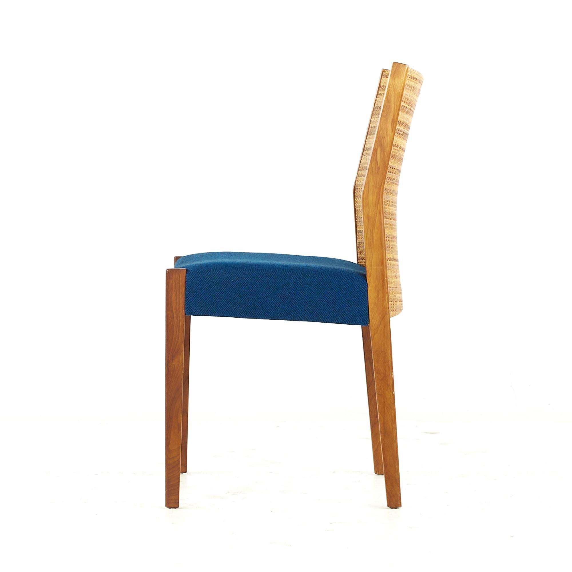 Jens Risom Midcentury Cane and Walnut Dining Chairs, Set of 6 For Sale 2