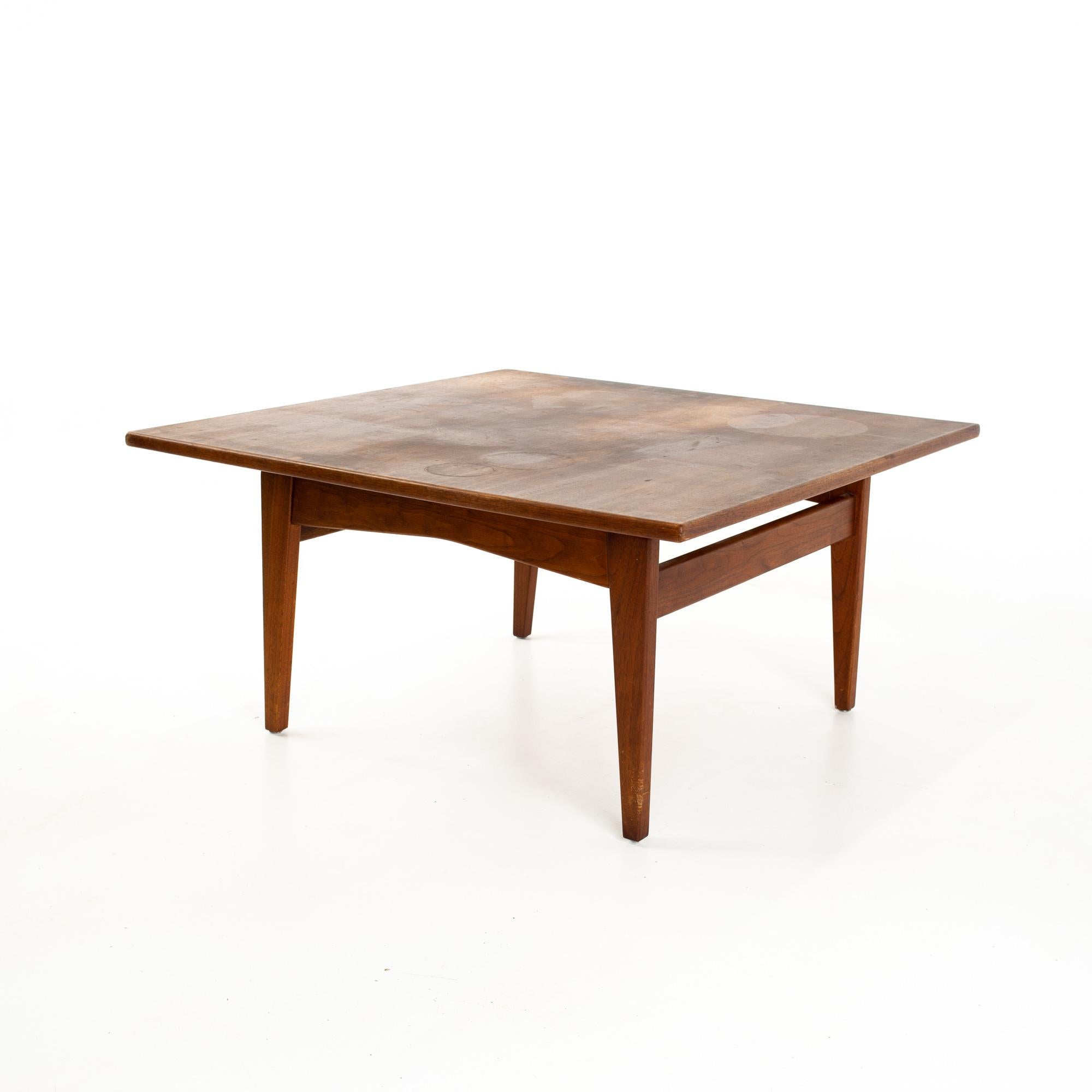 Jens Risom mid century coffee table.
Coffee table measures: 32 wide x 32 deep x 16 inches high

All pieces of furniture can be had in what we call restored vintage condition. That means the piece is restored upon purchase so it’s free of