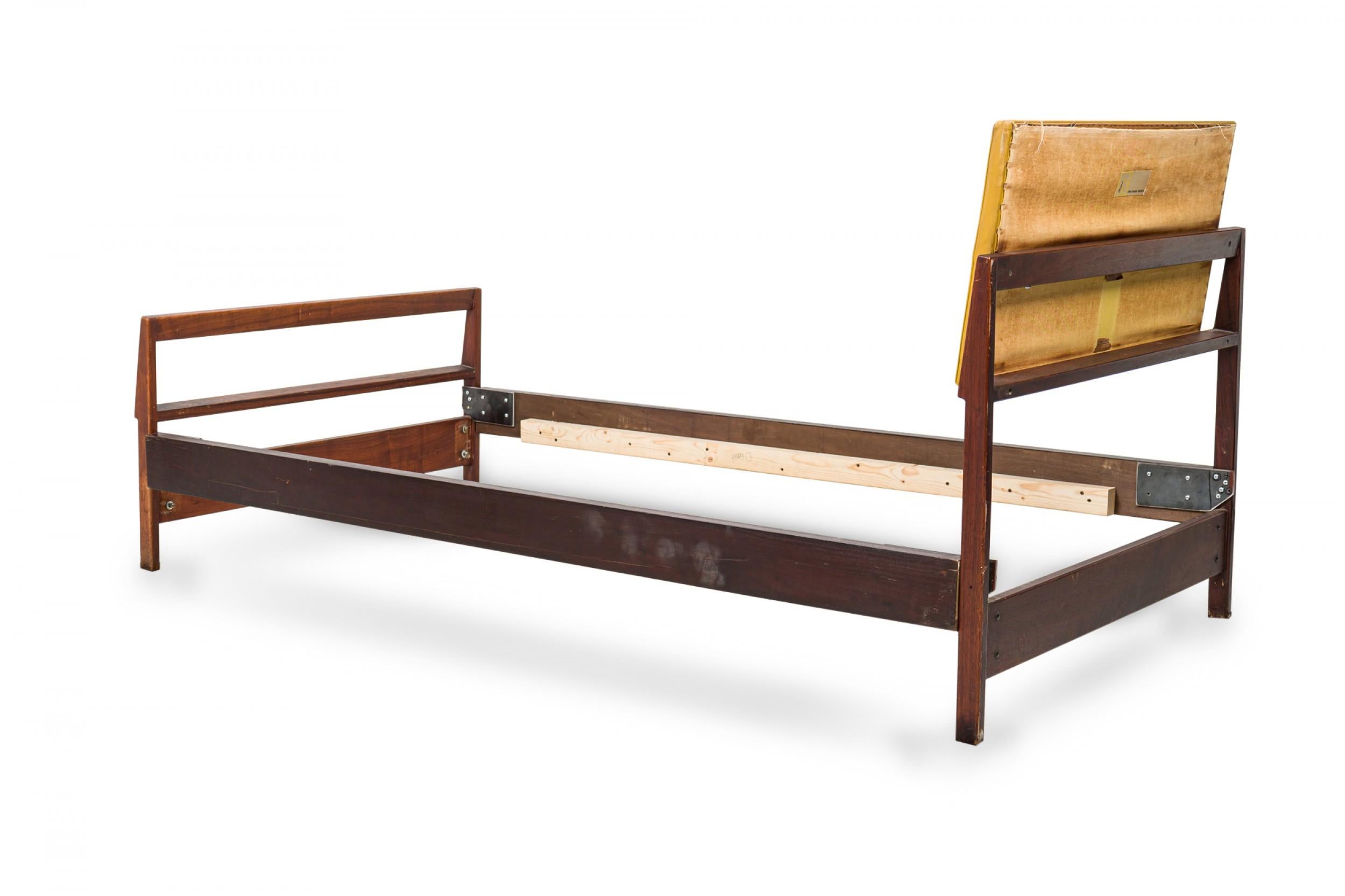 Scandinavian Modern Jens Risom Mid-Century Danish Single Bed Head & Footboards with Vinyl Cushions For Sale