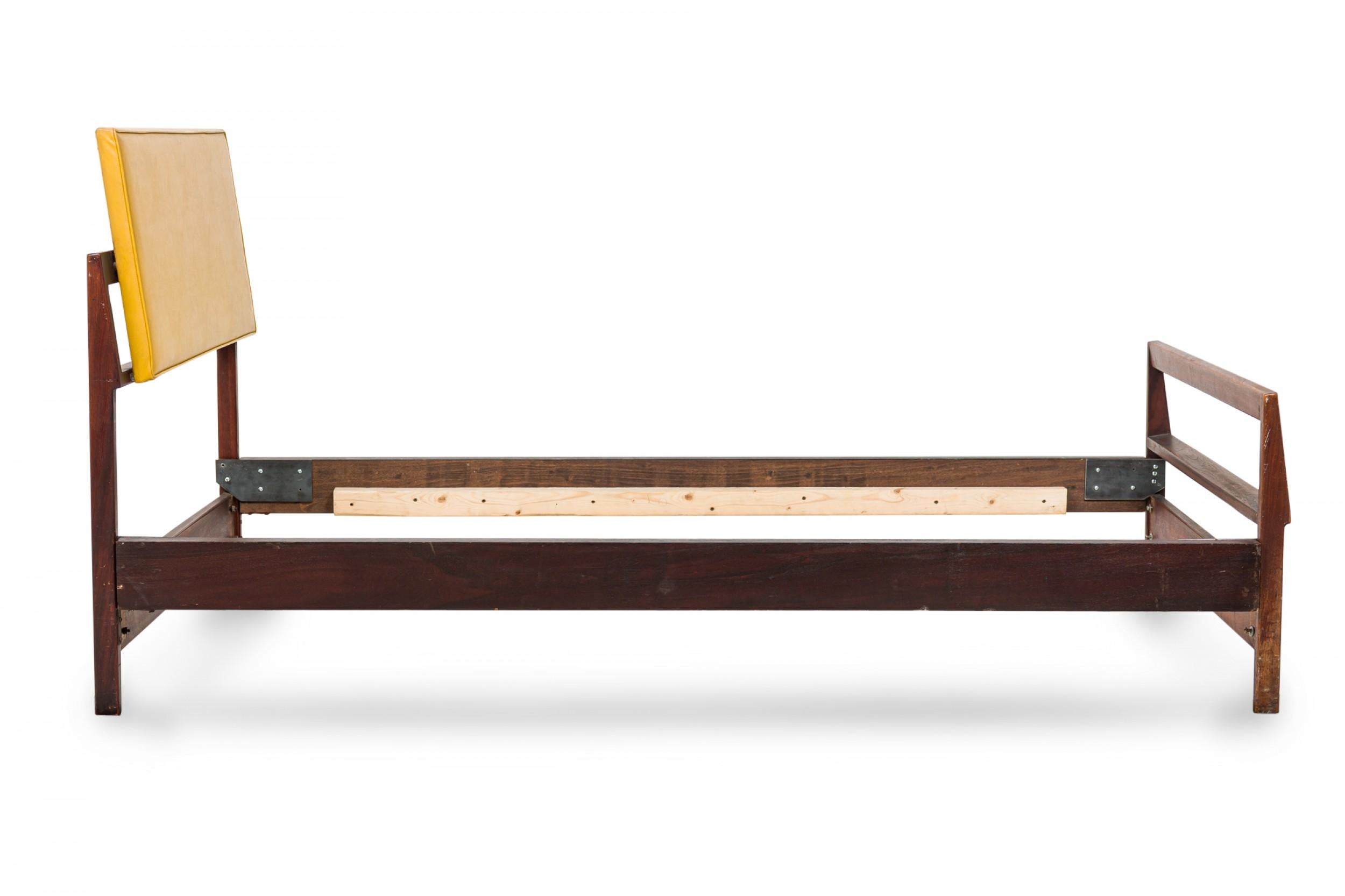20th Century Jens Risom Mid-Century Danish Single Bed Head & Footboards with Vinyl Cushions For Sale