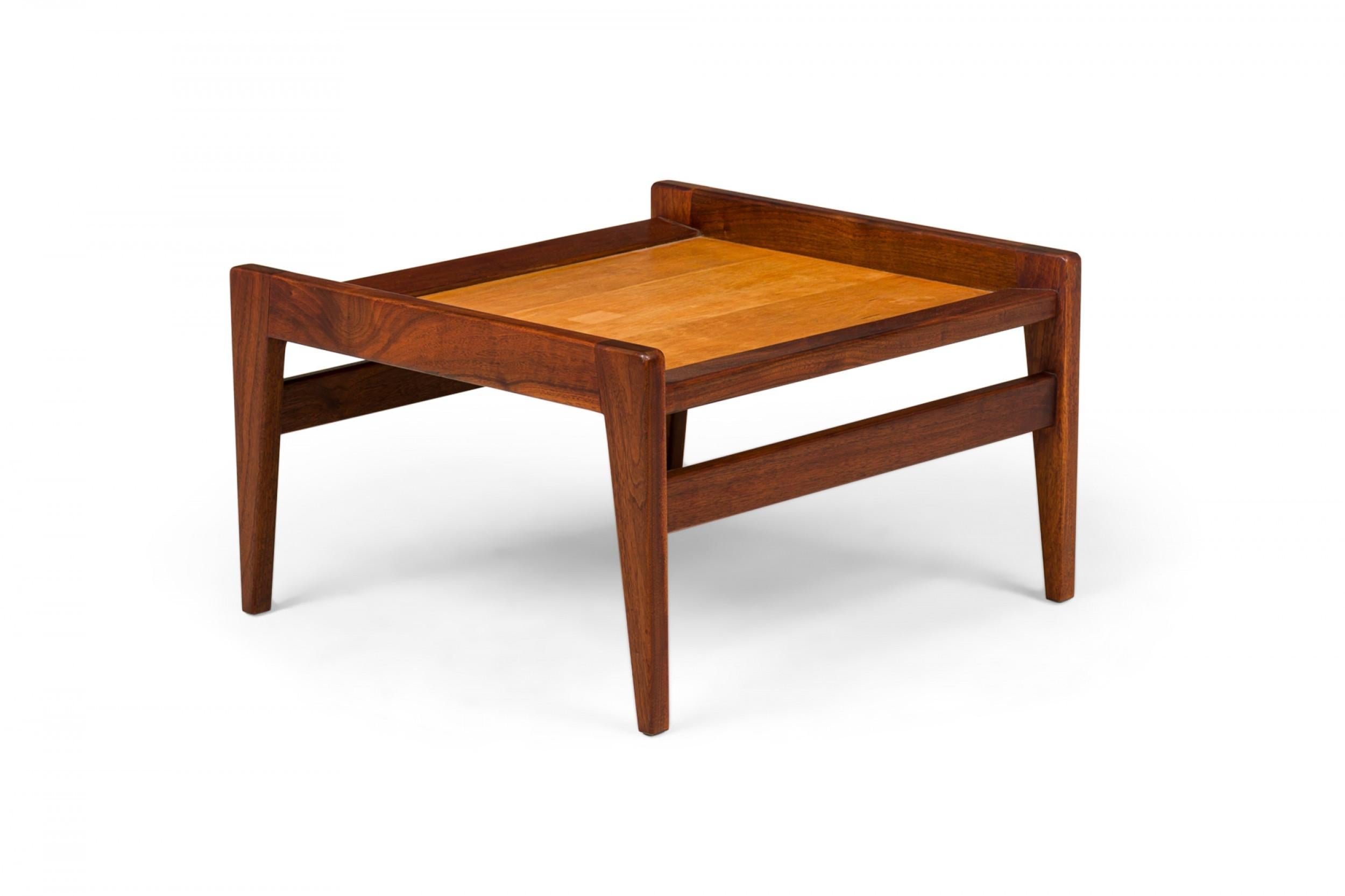 Scandinavian Modern Jens Risom Mid-Century Danish Walnut Ottoman