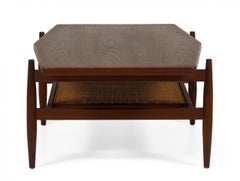 Jens Risom Mid-Century Diamond Top Walnut and Caning Coffee Table