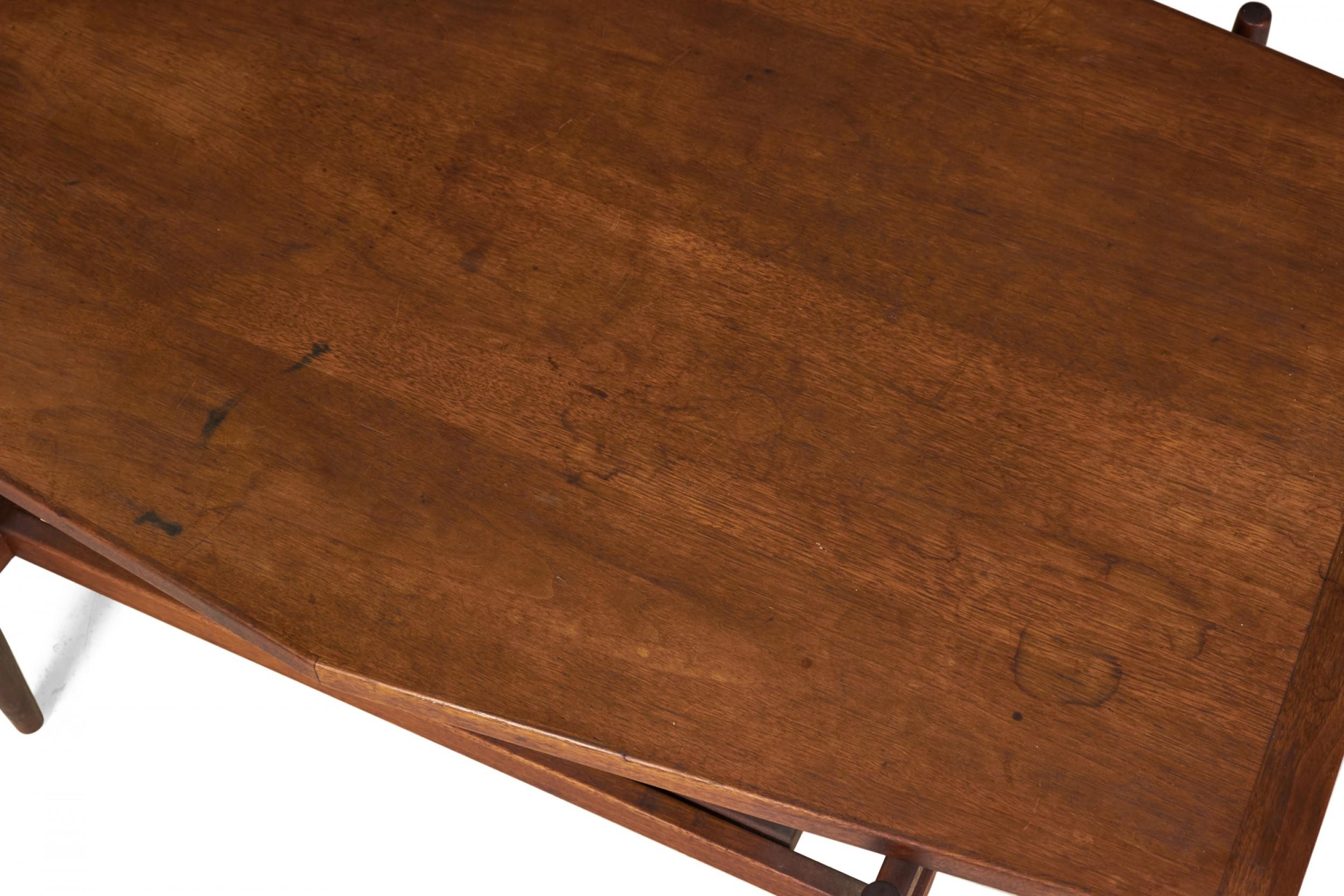 Jens Risom Mid-Century Diamond Top Walnut and Caning Coffee Table For Sale 2