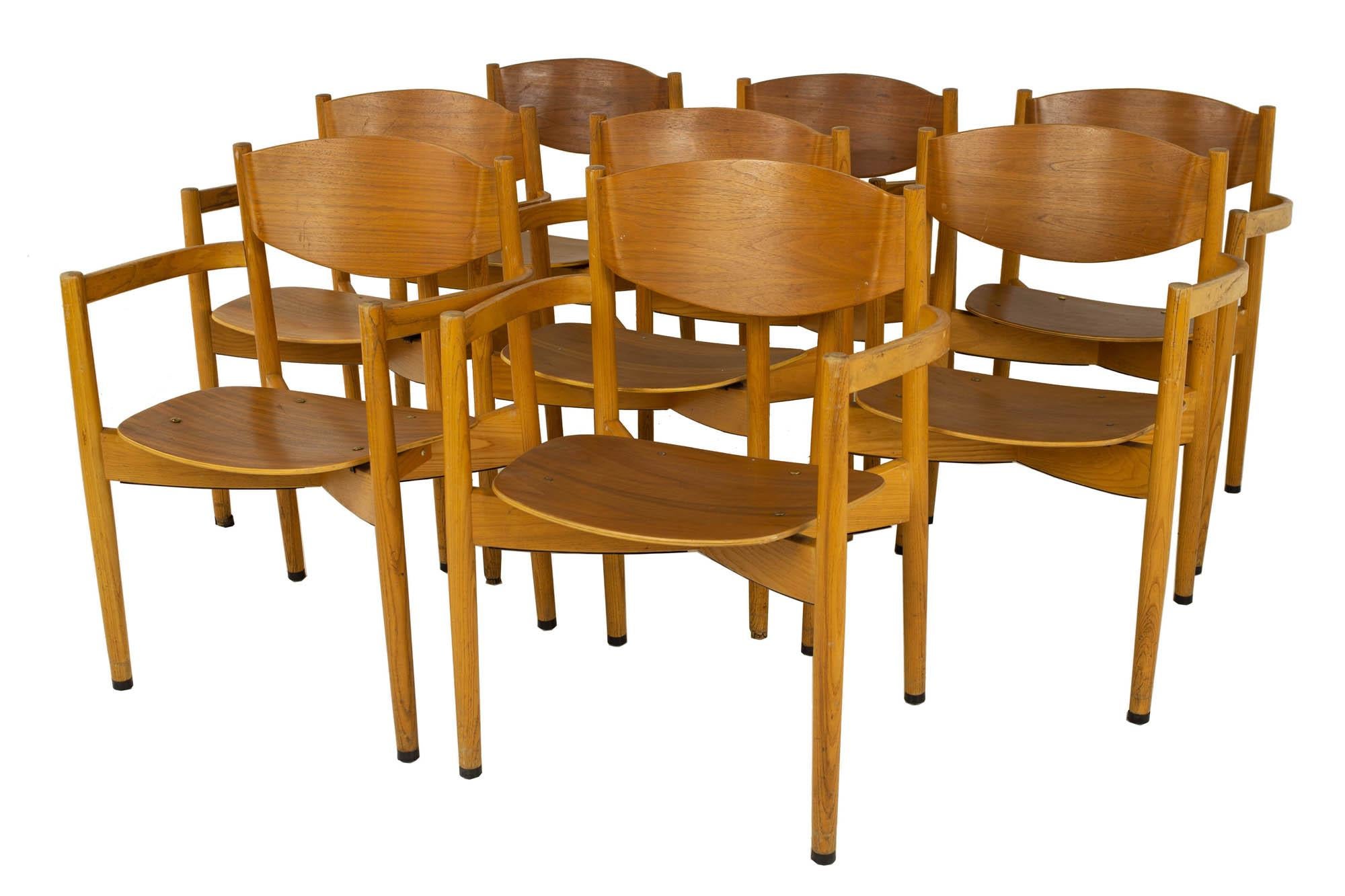 Mid-Century Modern Jens Risom Mid Century General Purpose Walnut Dining Chairs, Set of 8