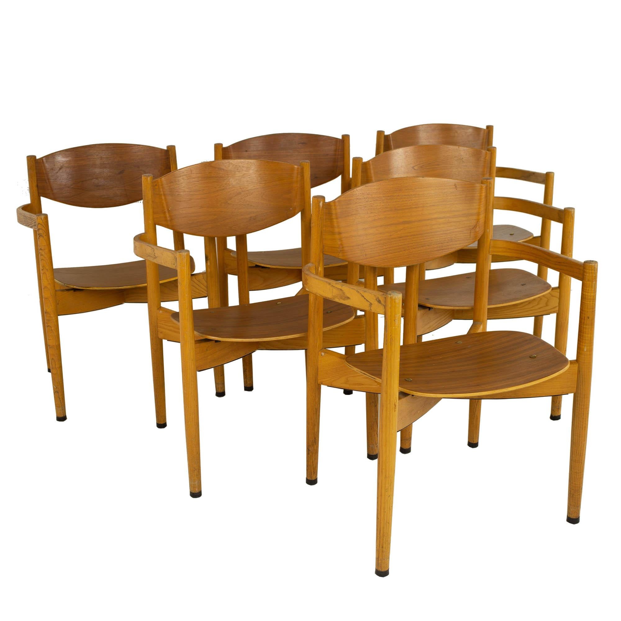 American Jens Risom Mid Century General Purpose Walnut Dining Chairs, Set of 8