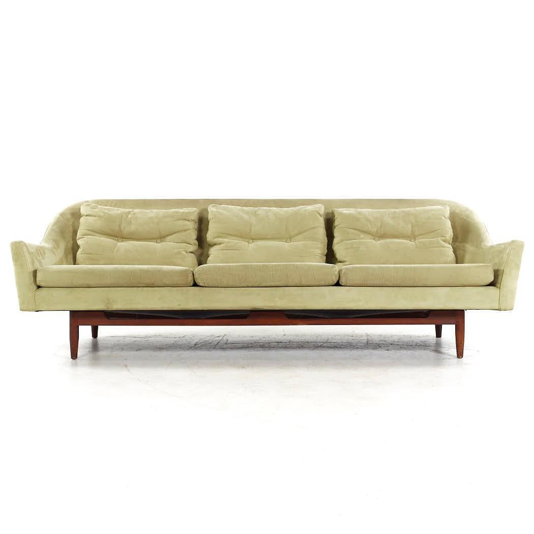 Jens Risom Mid Century Model 2516 Walnut Sofa

This sofa measures: 91 wide x 34 deep x 27.75 inches high, with a seat height of 21.25 and arm height of 17 inches

All pieces of furniture can be had in what we call restored vintage condition. That