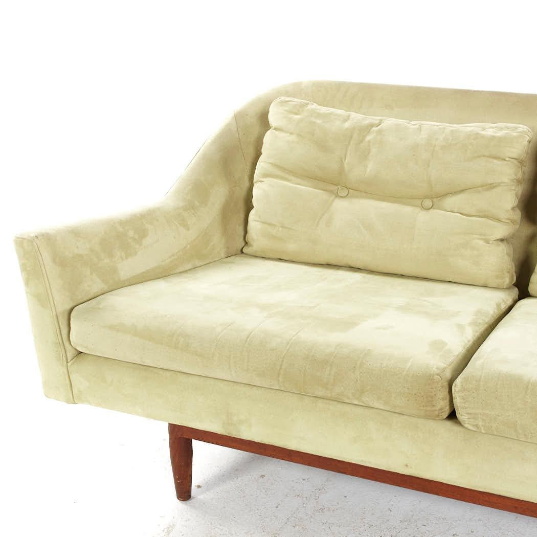 Upholstery Jens Risom Mid Century Model 2516 Walnut Sofa For Sale