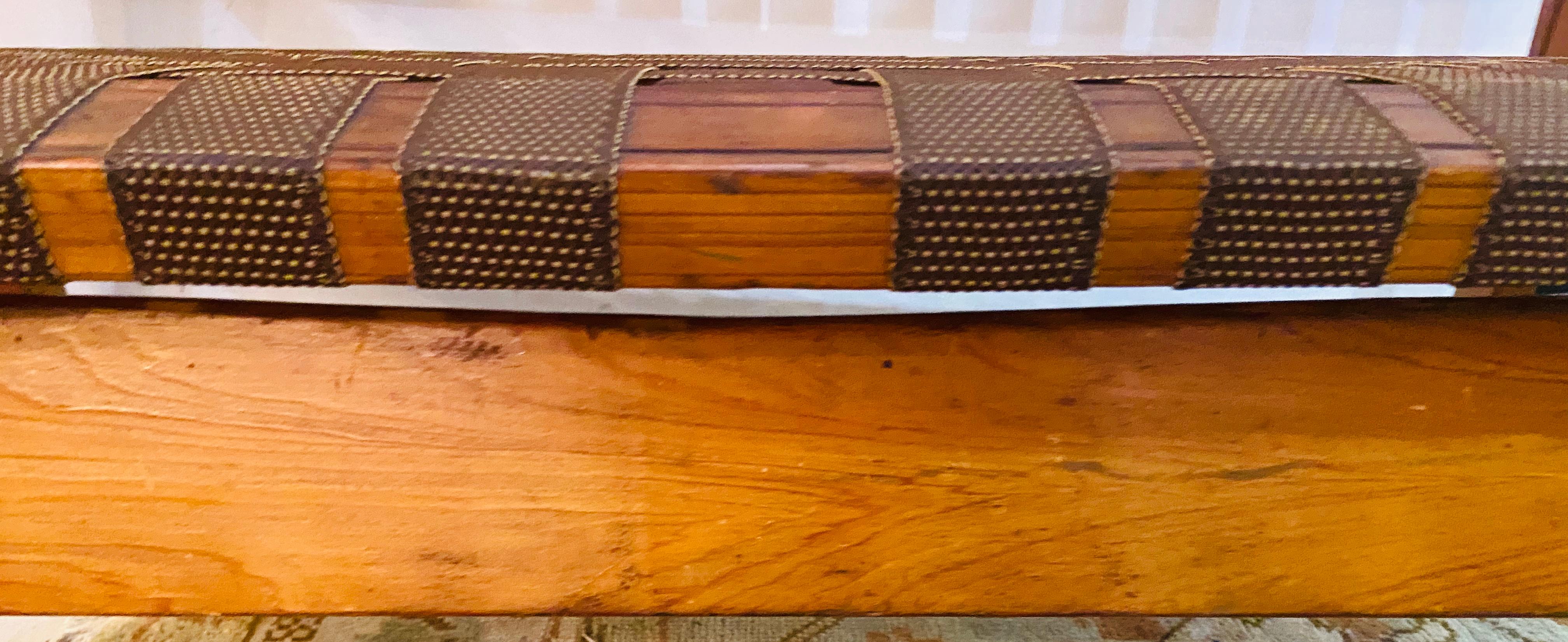 Mid-Century Modern Weaved Strap and Canvas Bench in the manner of Jens Risom 5