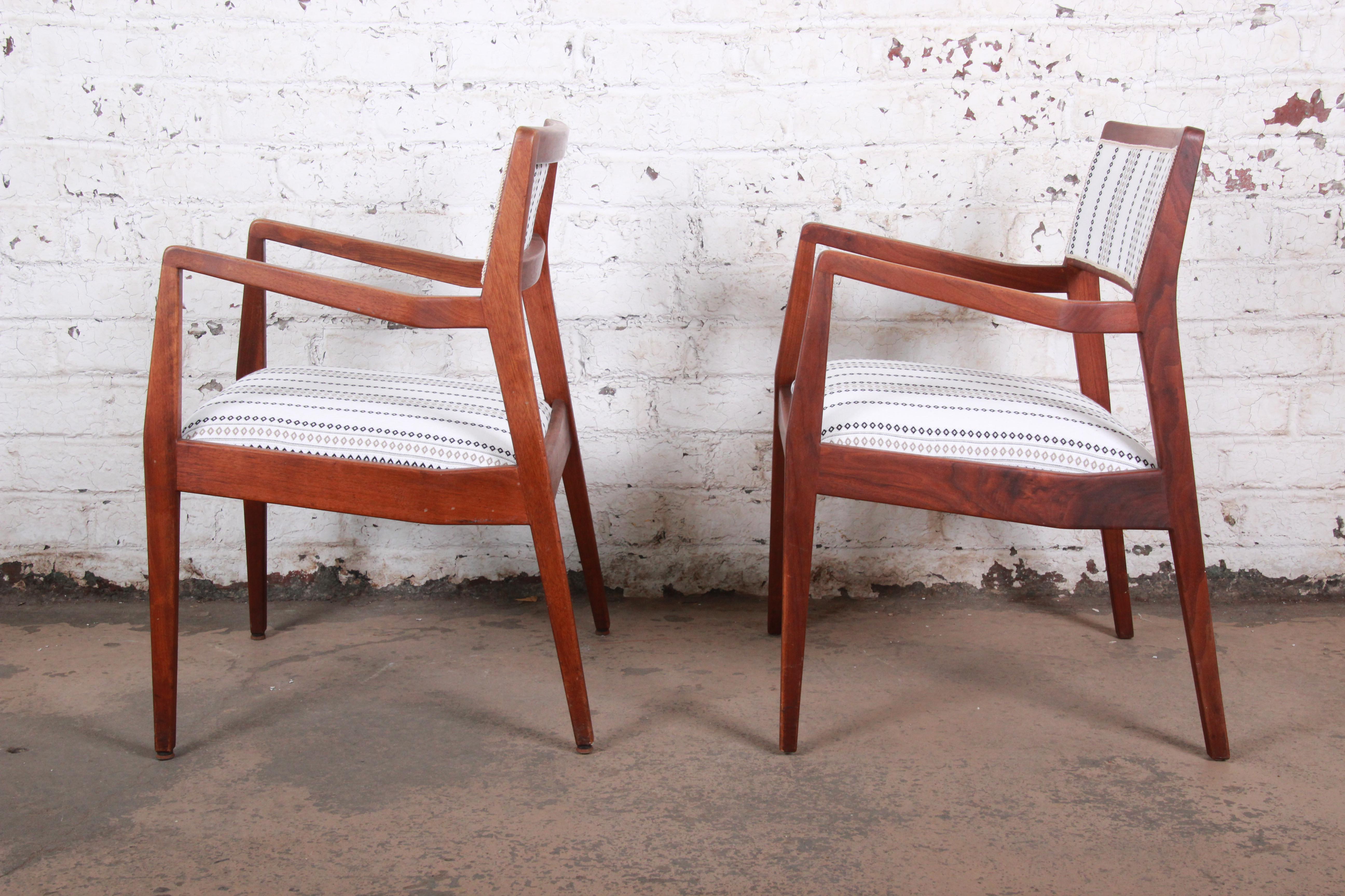 Upholstery Jens Risom Mid-Century Modern Sculpted Walnut Playboy Lounge Chairs