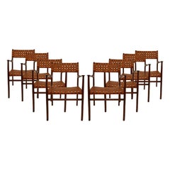 Jens Risom Mid-Century Modern Set of Eight Chairs, USA, 1950s