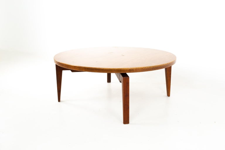 Jens Risom Mid Century Round Lazy Susan Coffee Table For Sale at 1stDibs