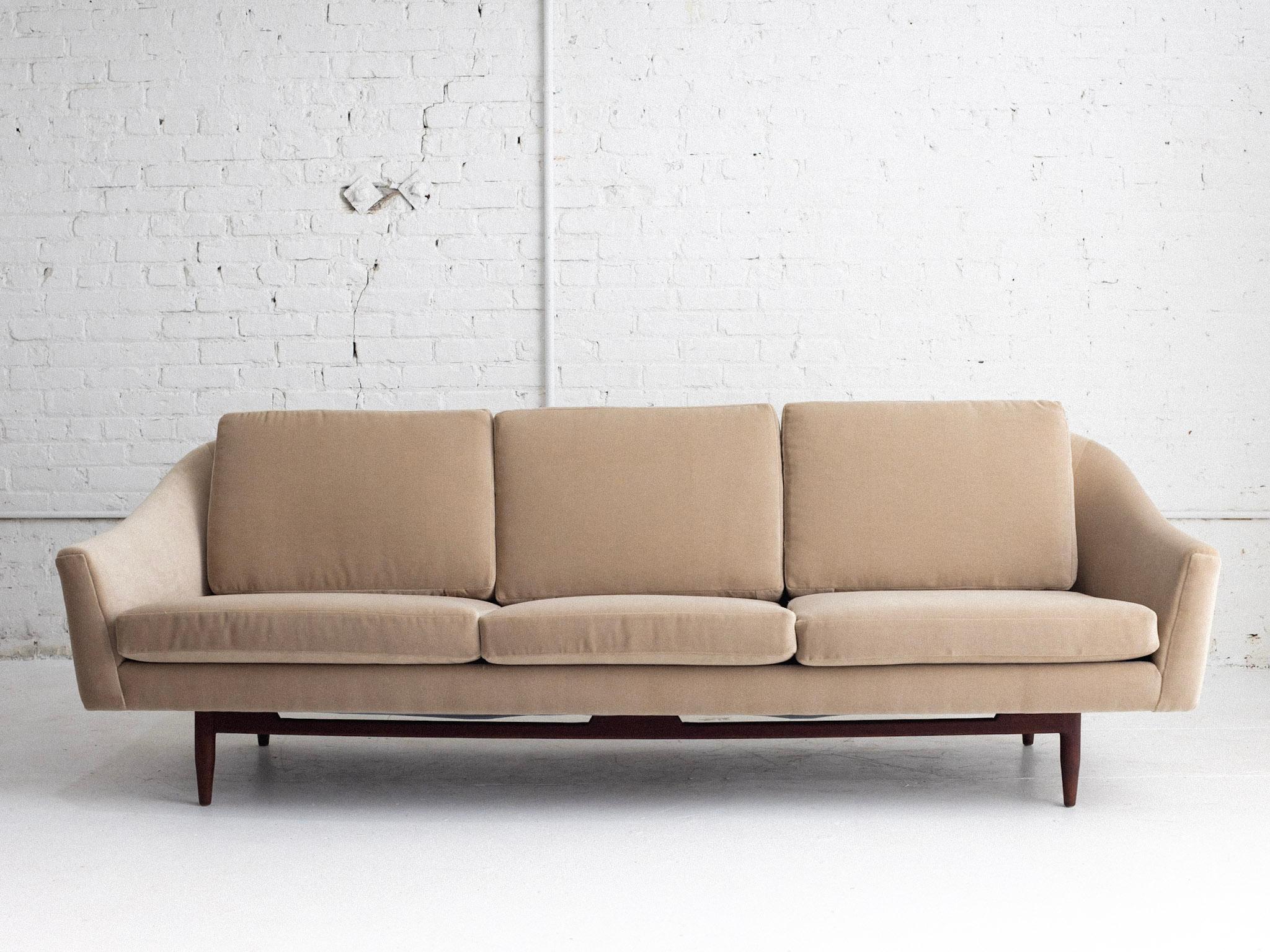 Mid-Century Modern Jens Risom Mid Century Sofa With Walnut Base